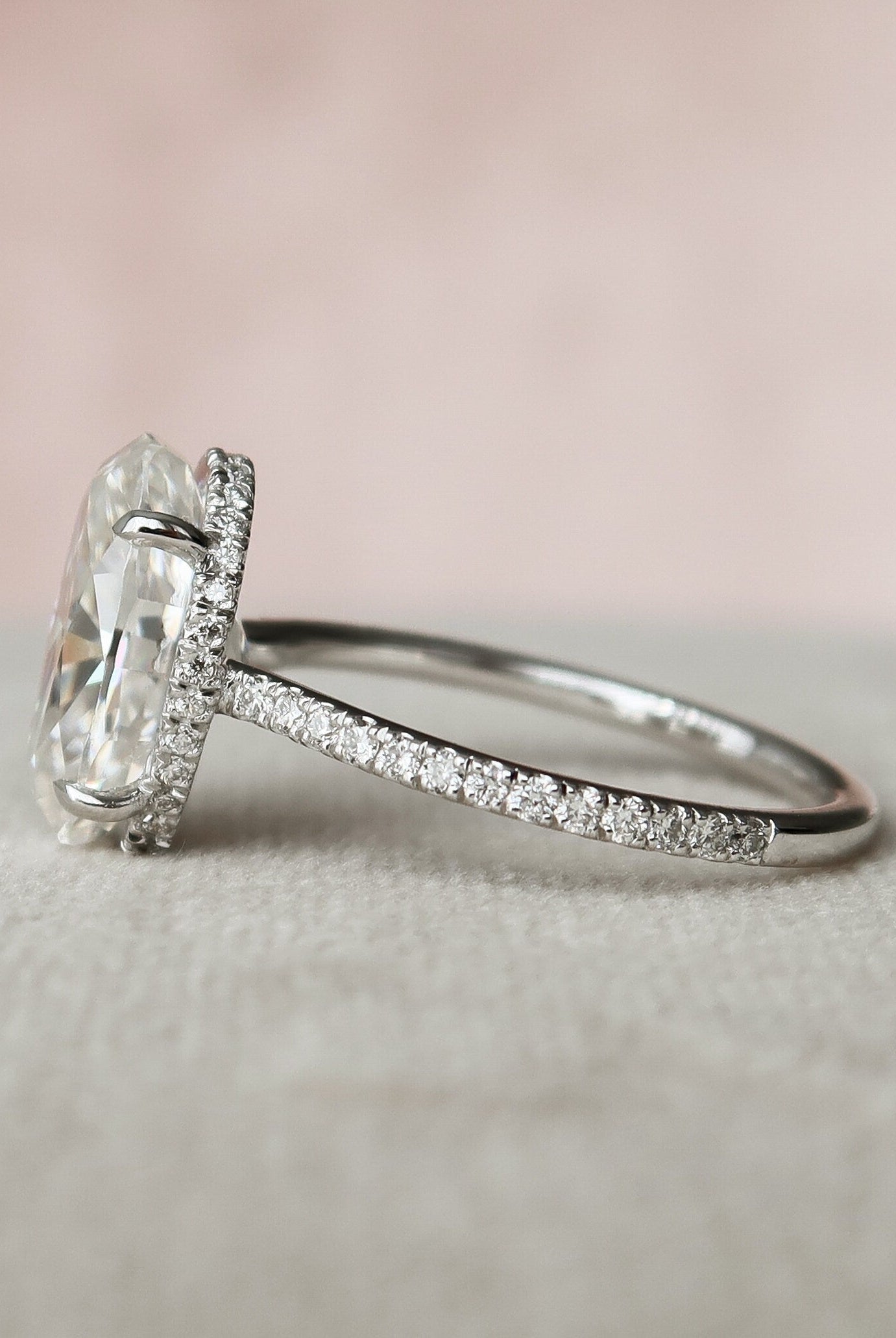3.50CT Oval Hidden Halo Moissanite Diamond Open Engagement Ring For Her