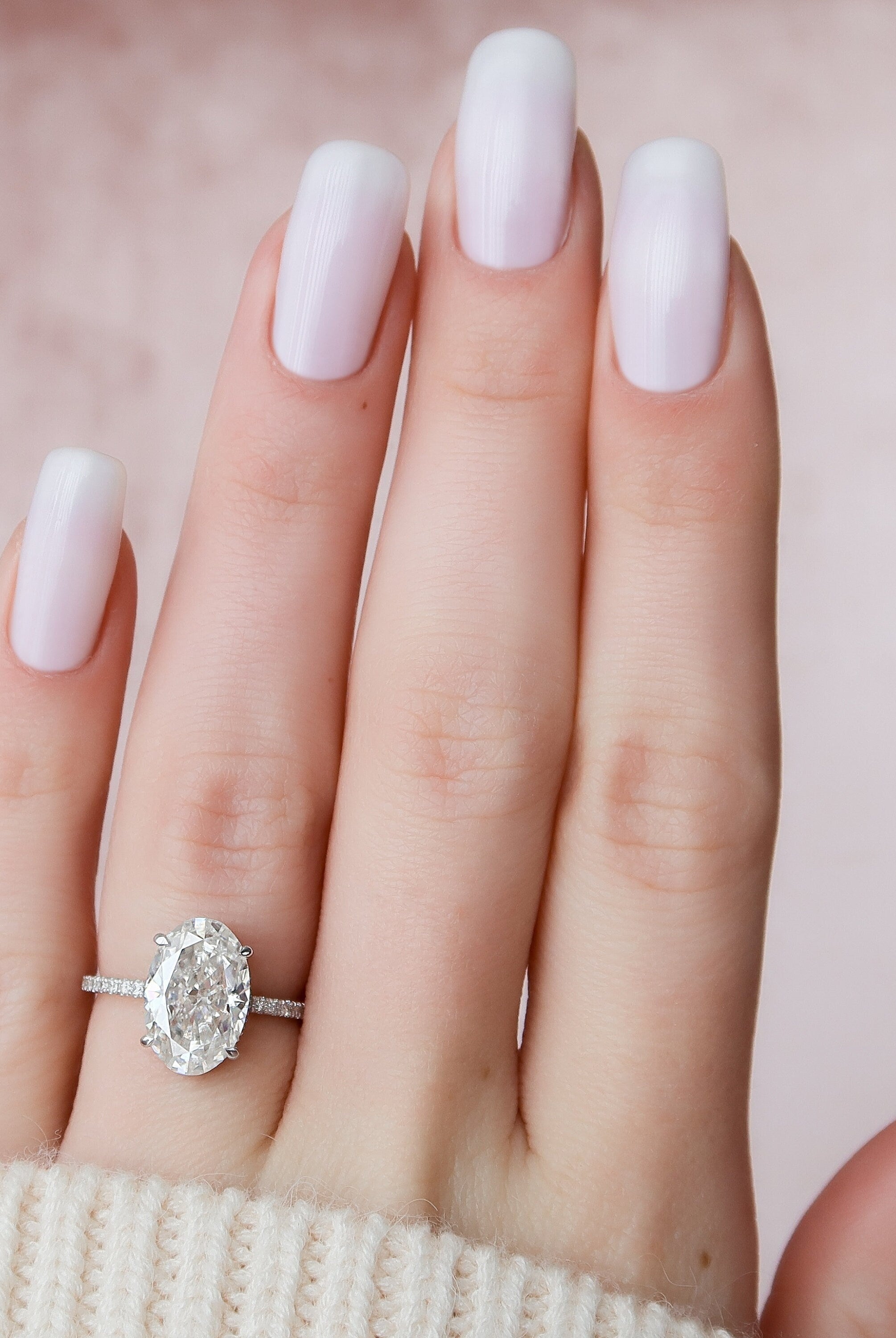 3.50CT Oval Hidden Halo Moissanite Diamond Open Engagement Ring For Her