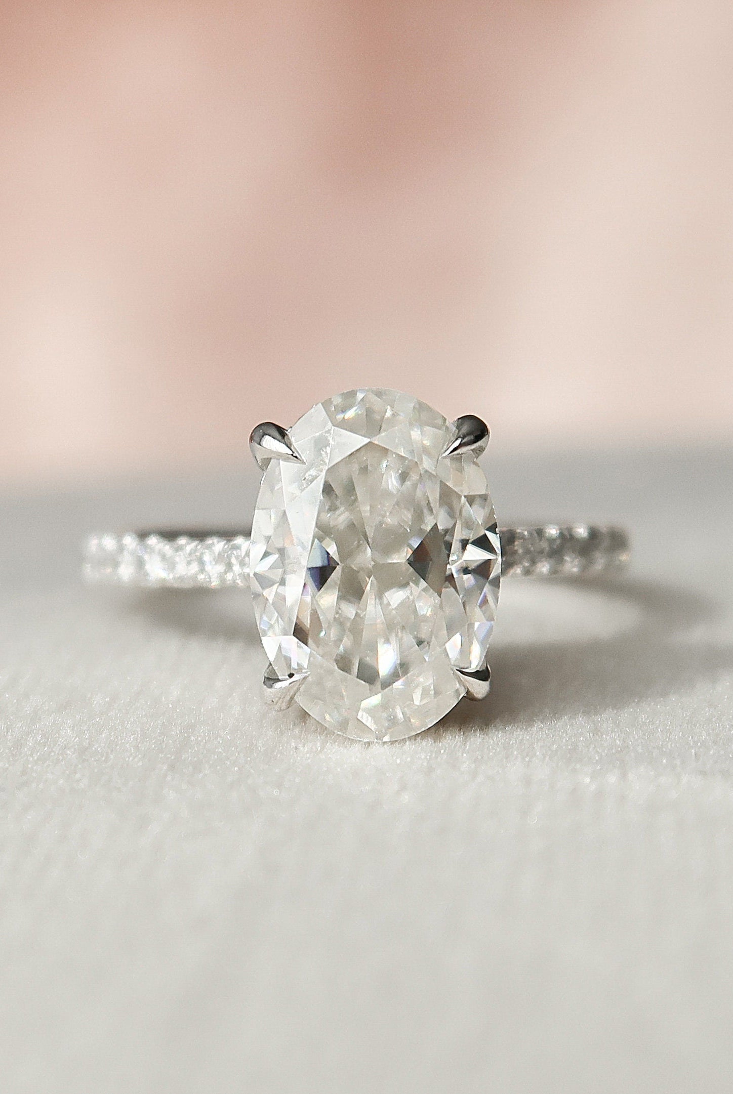 2.0CT Oval Hidden Halo Moissanite Diamond Pave Engagement Ring for Women