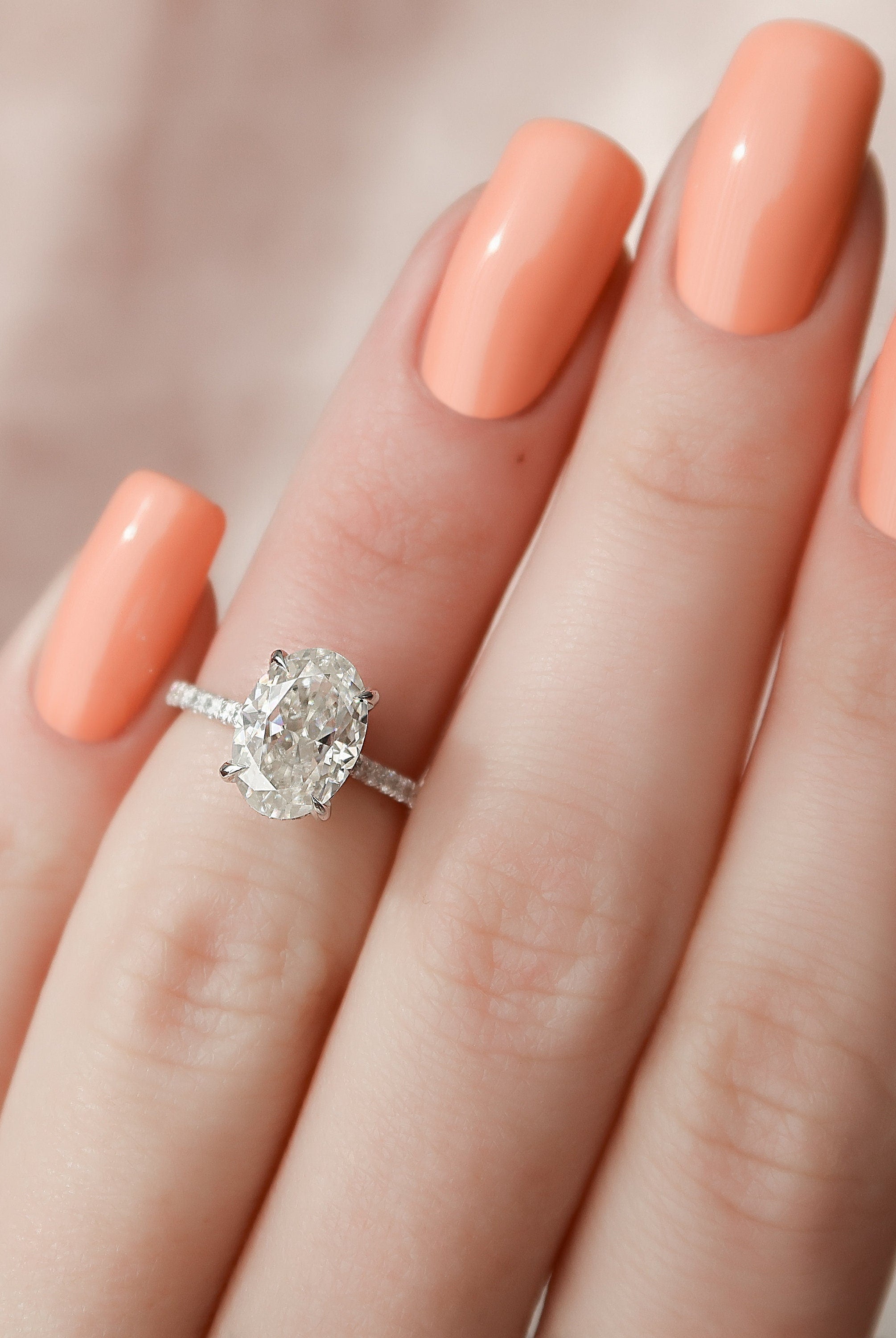 2.0CT Oval Hidden Halo Moissanite Diamond Pave Engagement Ring for Women