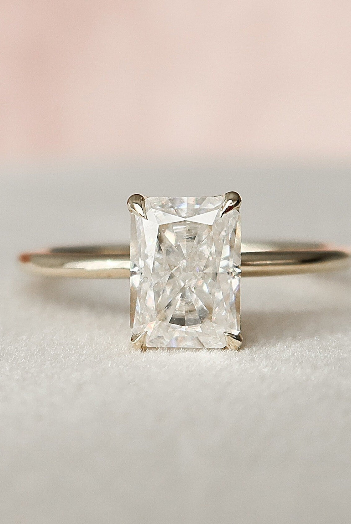 1.50CT Radiant Hidden Halo Moissanite Diamond Solitaire Engagement Ring