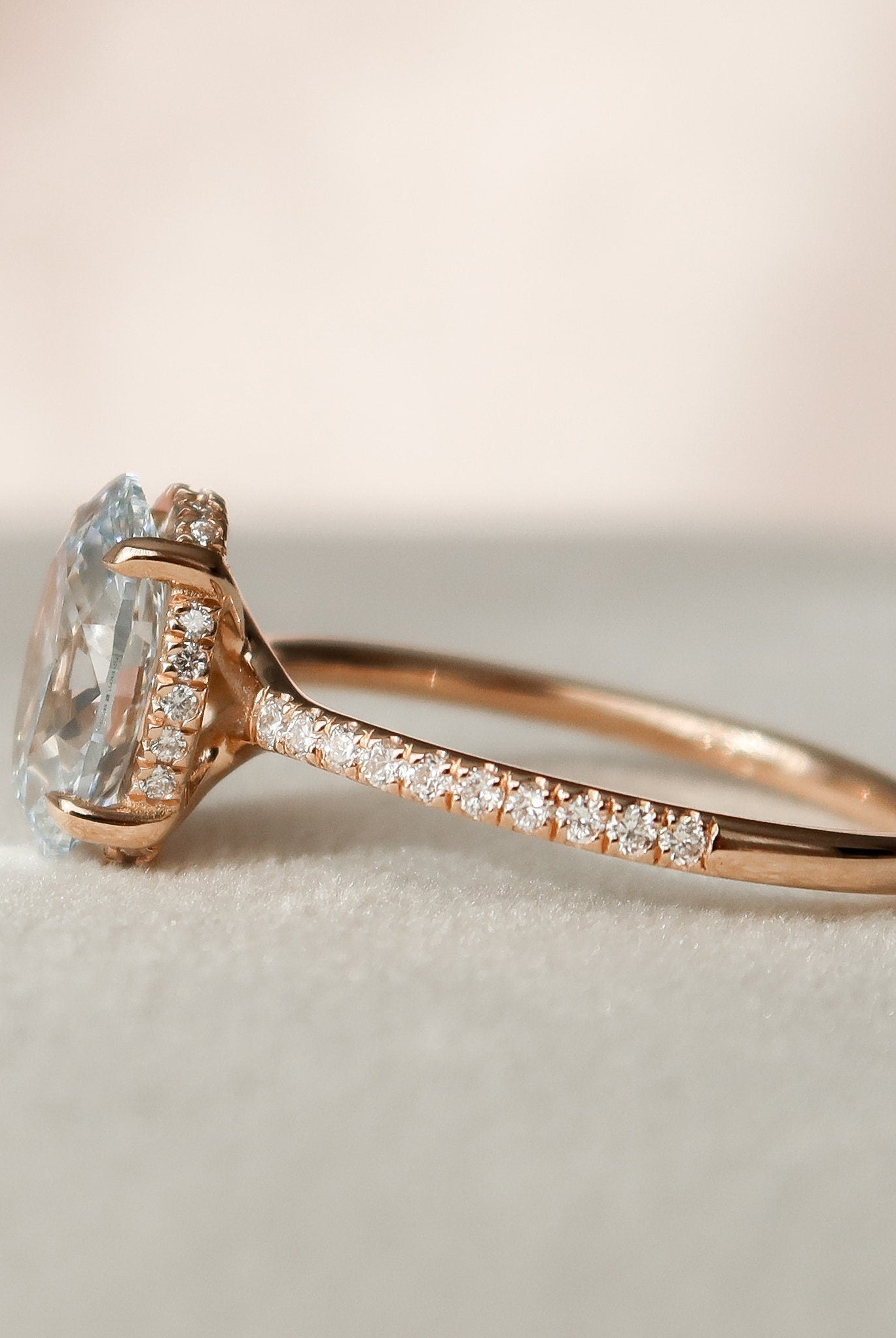 2.0CT Oval Hidden Halo Moissanite Diamond Pave Engagement Ring