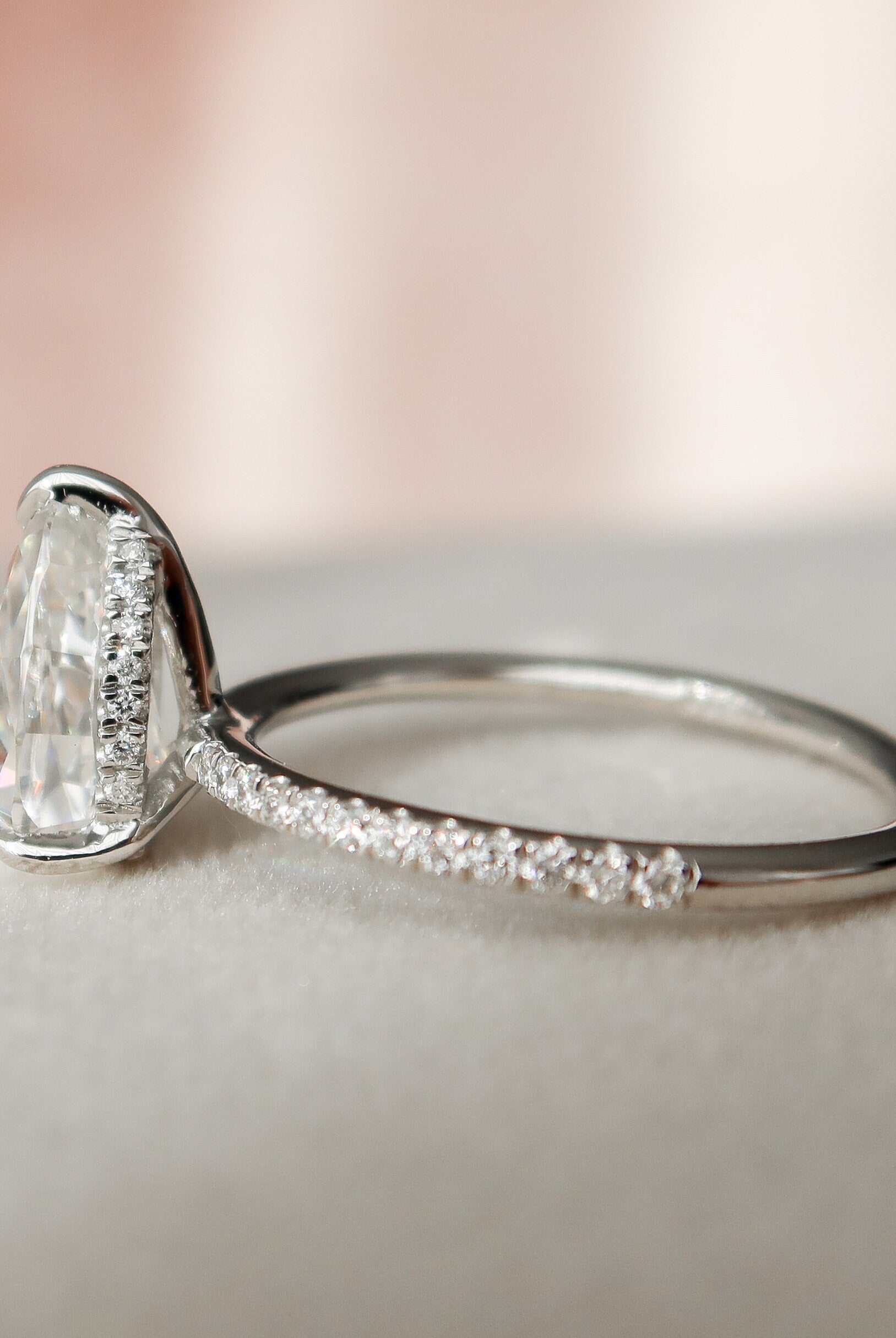 1.50CT Pear Pave Moissanite Diamond Hidden Halo Engagement Ring