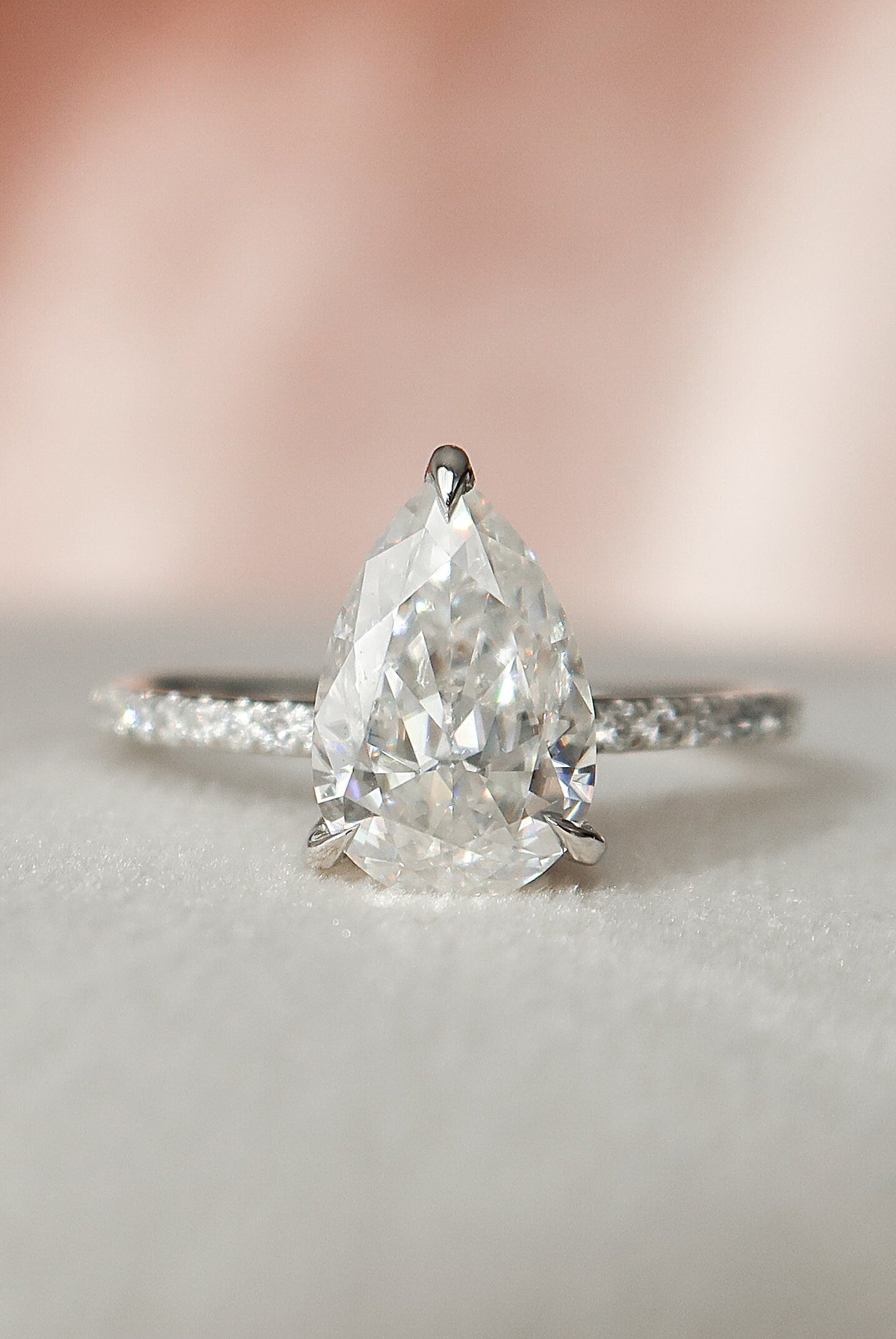 1.50CT Pear Pave Moissanite Diamond Hidden Halo Engagement Ring