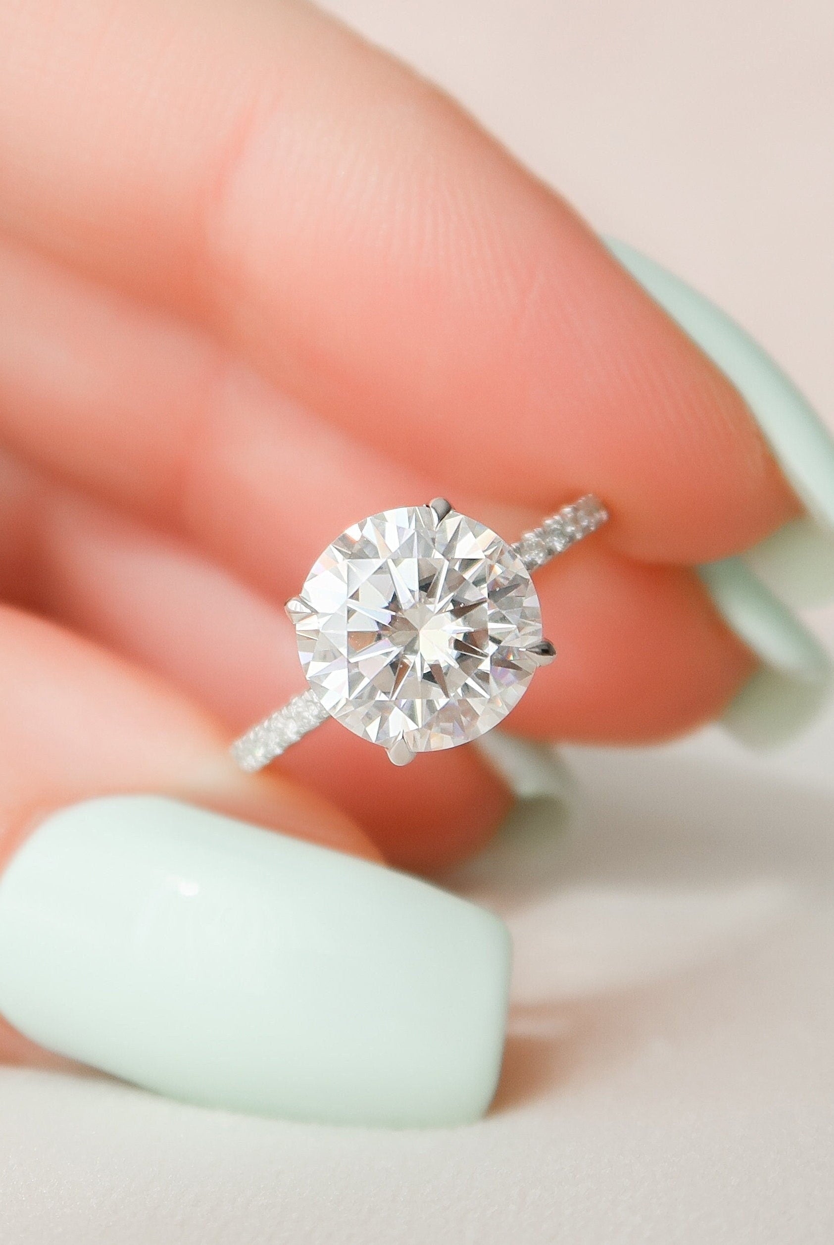 2.50CT Round Hidden Halo Moissanite Diamond Pave Engagement Ring For Women