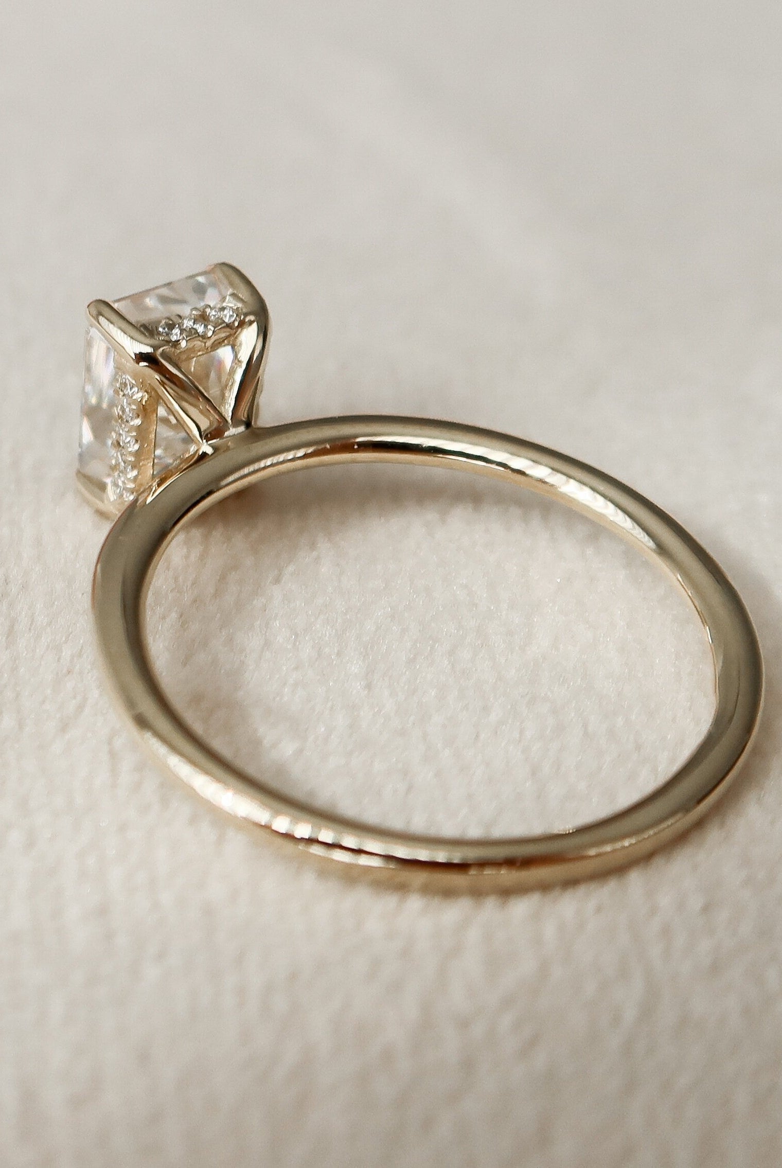 1.50CT Radiant Hidden Halo Moissanite Diamond Solitaire Engagement Ring