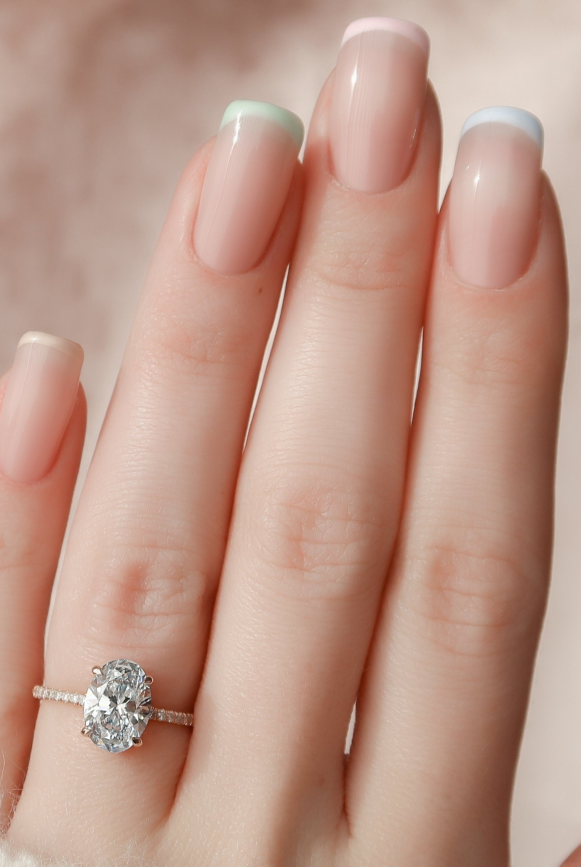 2.0CT Oval Hidden Halo Moissanite Diamond Pave Engagement Ring