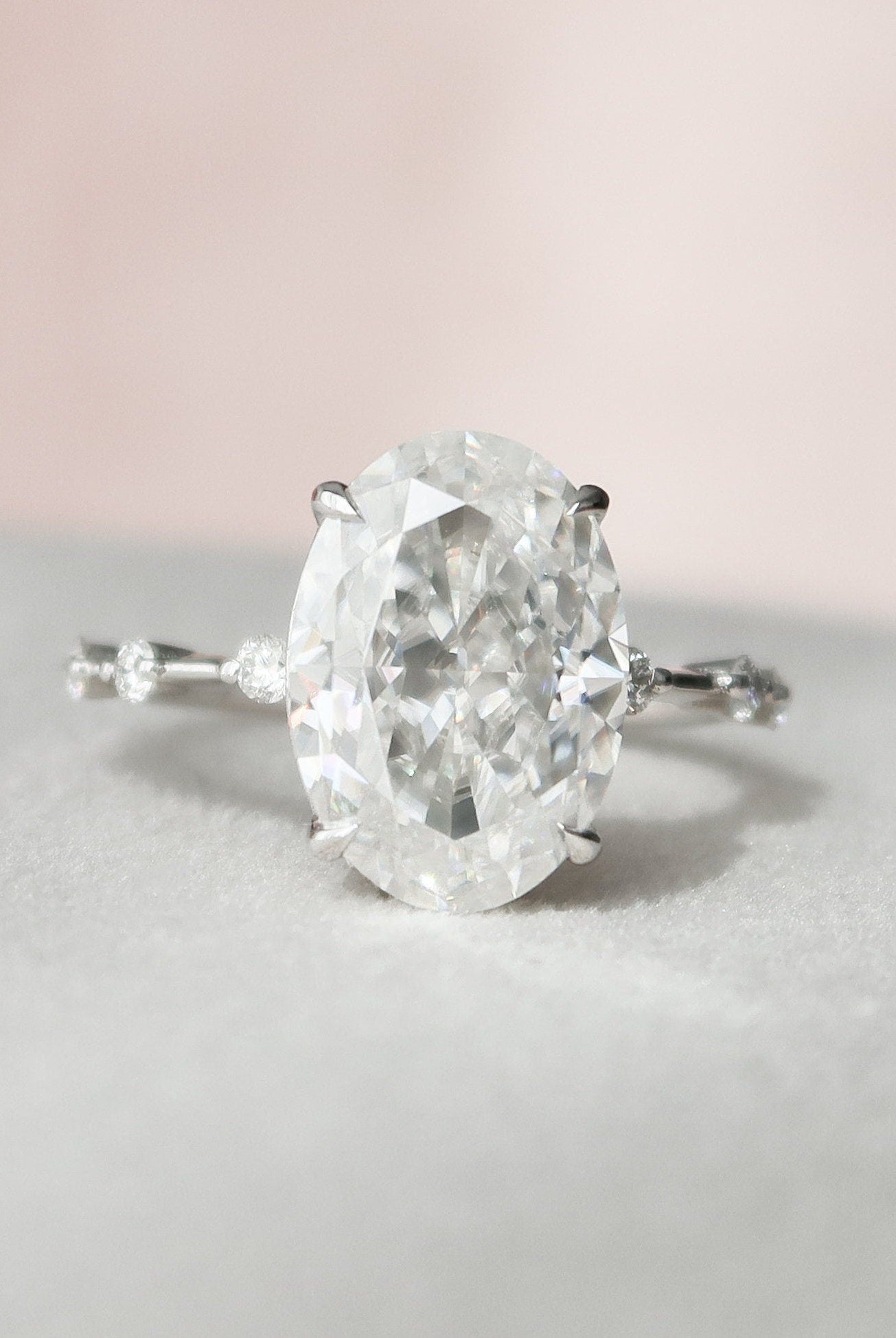 4.50CT Oval Petite Pave Moissanite Diamond Engagement Ring For Women