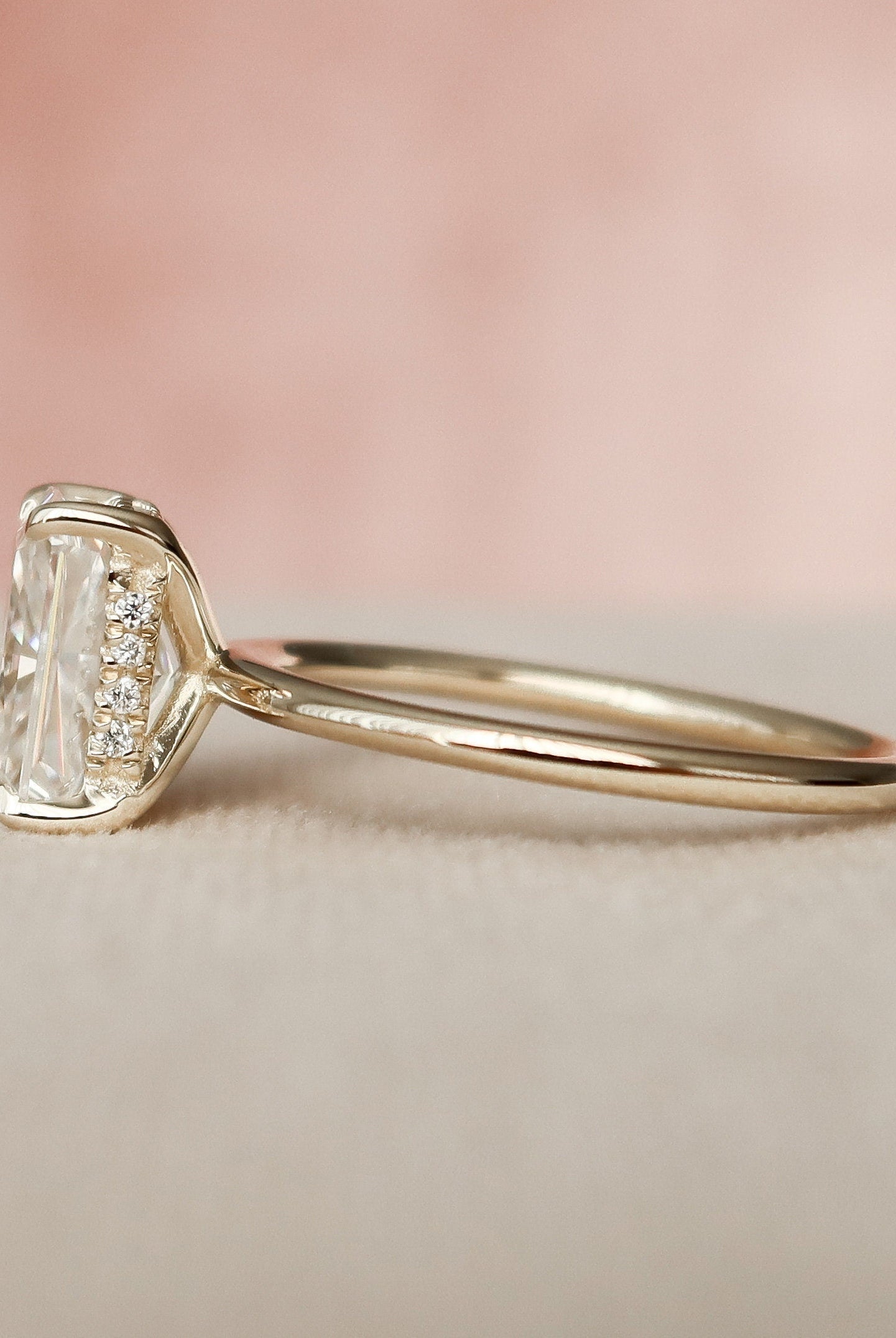 2.0CT Radiant Hidden Halo Moissanite Diamond Solitaire Engagement Ring