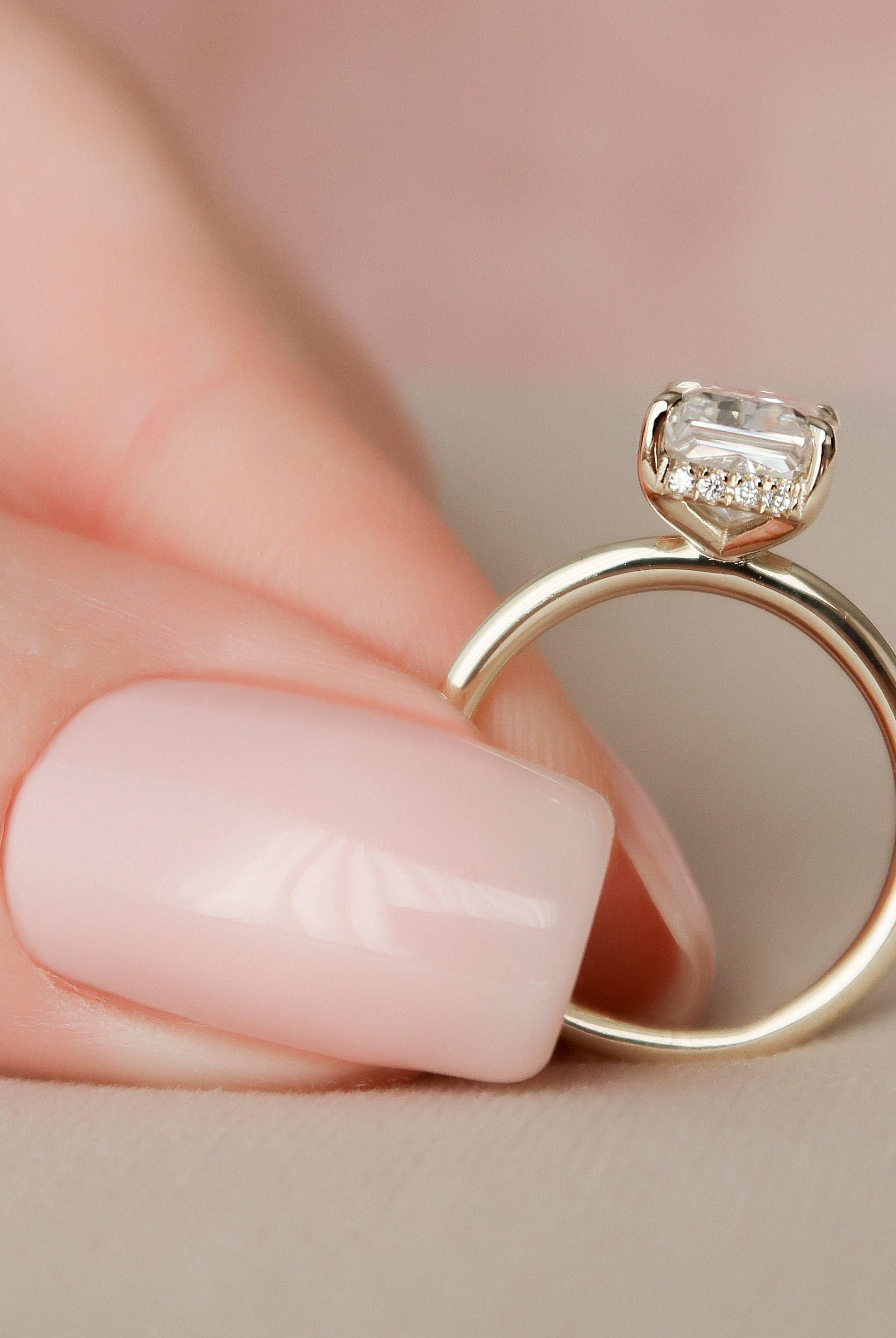 2.0CT Radiant Hidden Halo Moissanite Diamond Solitaire Engagement Ring