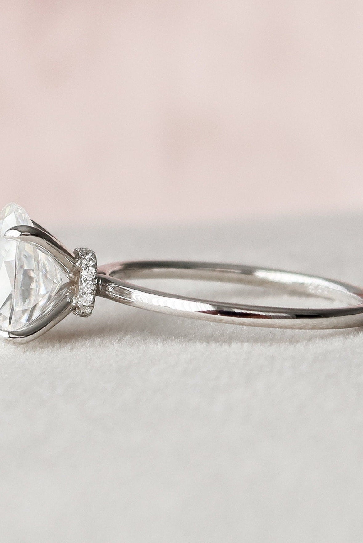 3.0CT Oval Hidden Halo Moissanite Diamond Solitaire Engagement Ring