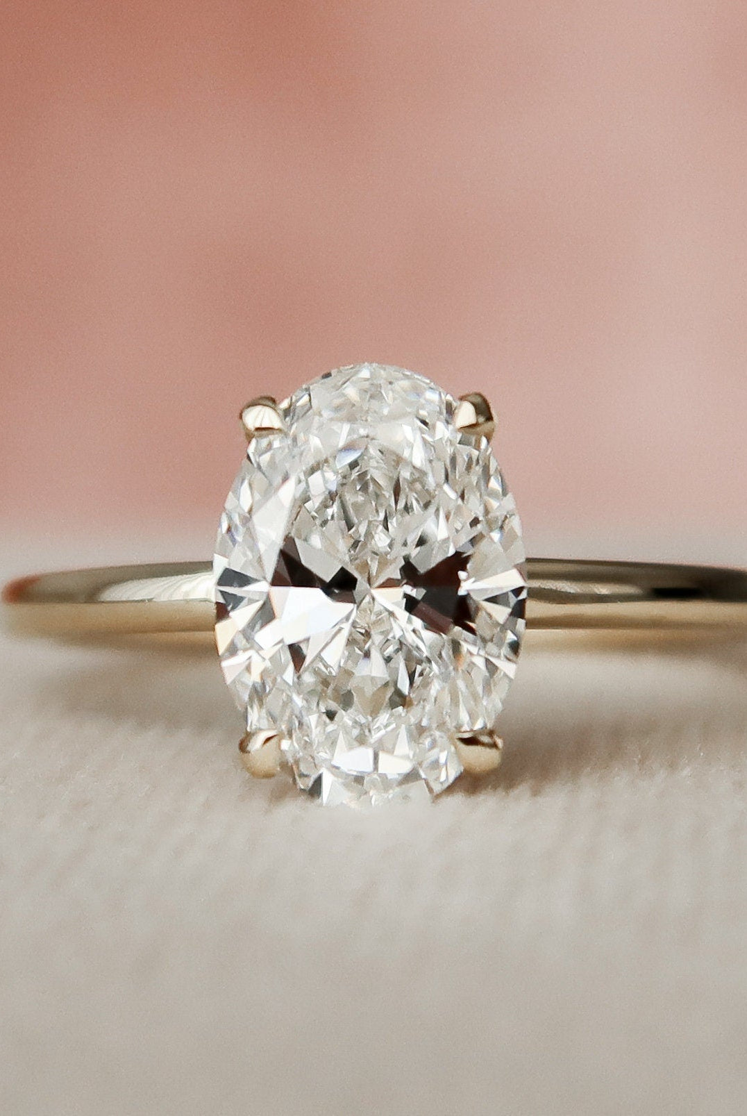 1.50CT Oval Hidden Halo Moissanite Diamond Solitaire Engagement Ring In Solid Gold
