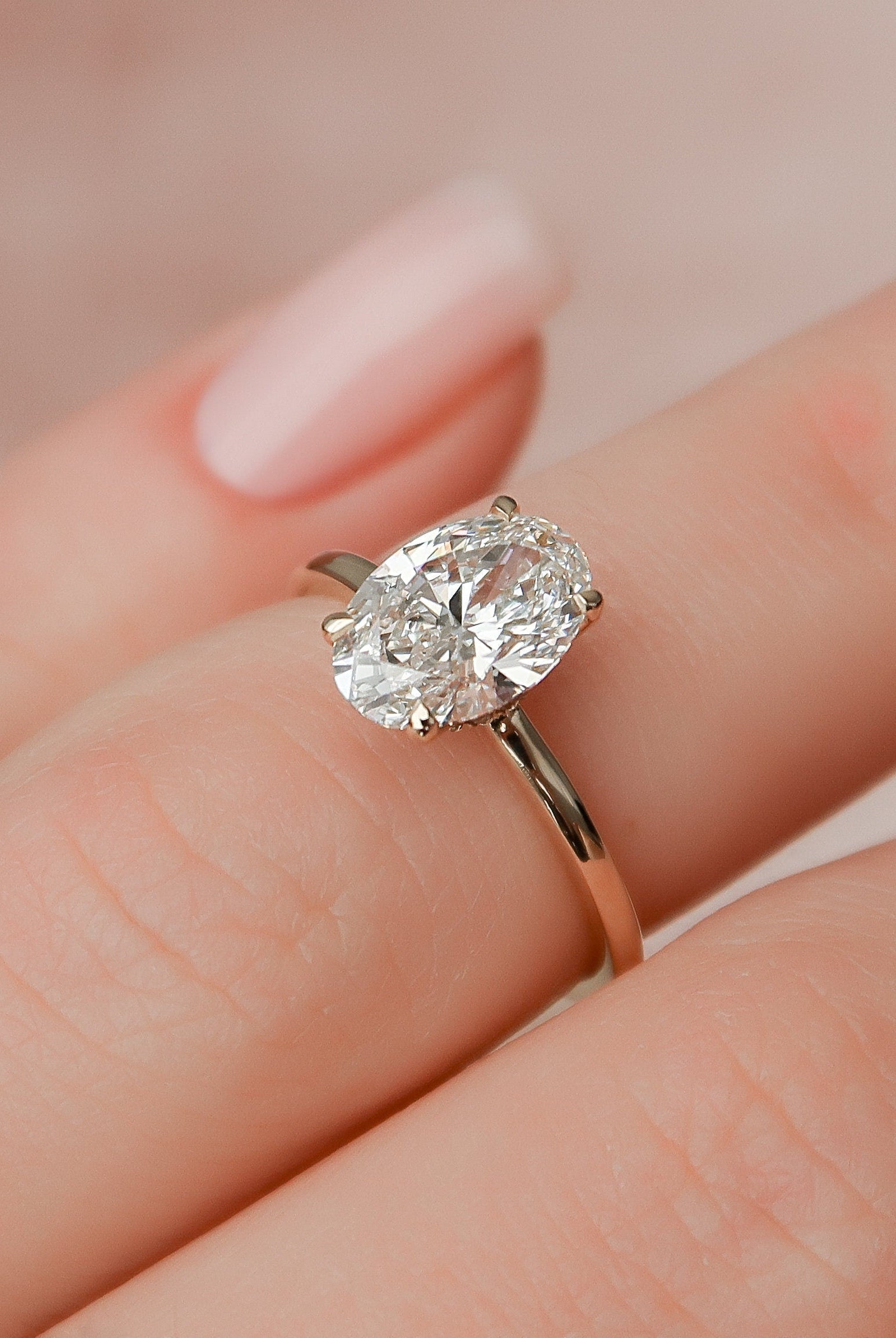 1.50CT Oval Hidden Halo Moissanite Diamond Solitaire Engagement Ring In Solid Gold