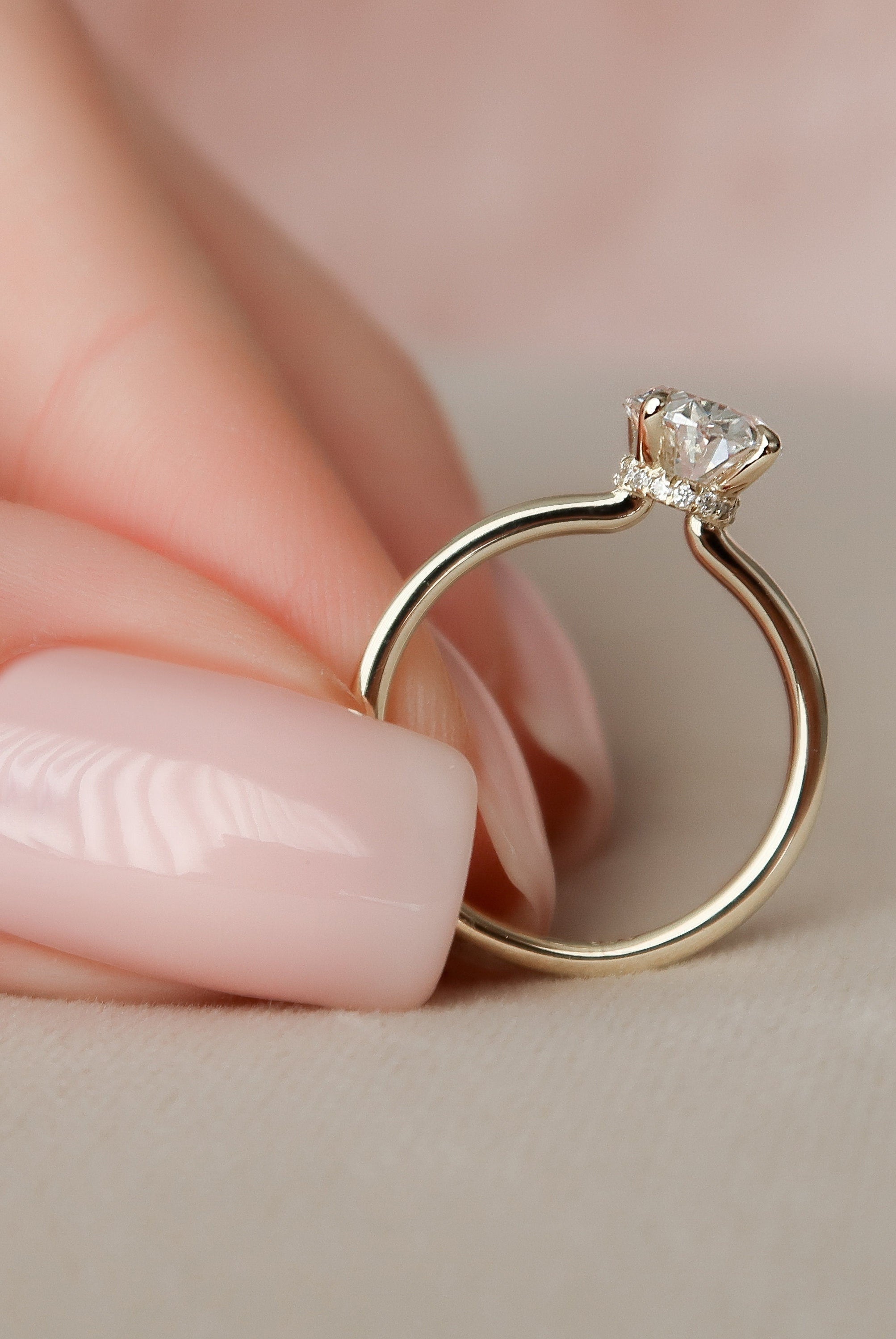 1.50CT Oval Hidden Halo Moissanite Diamond Solitaire Engagement Ring In Solid Gold