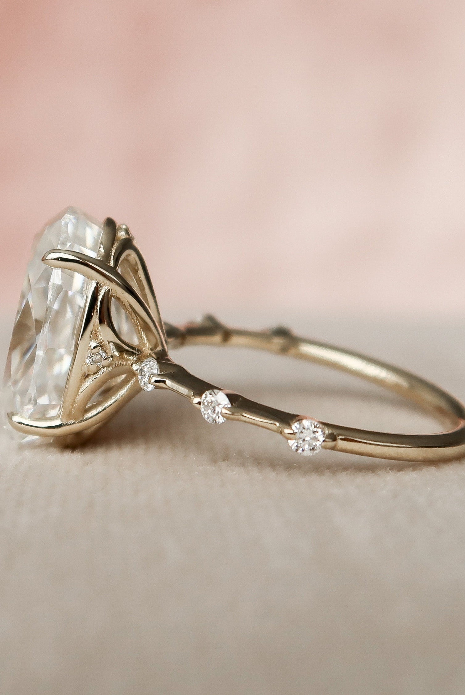 4.50CT Oval Petite Pave Moissanite Diamond Engagement Ring For Women