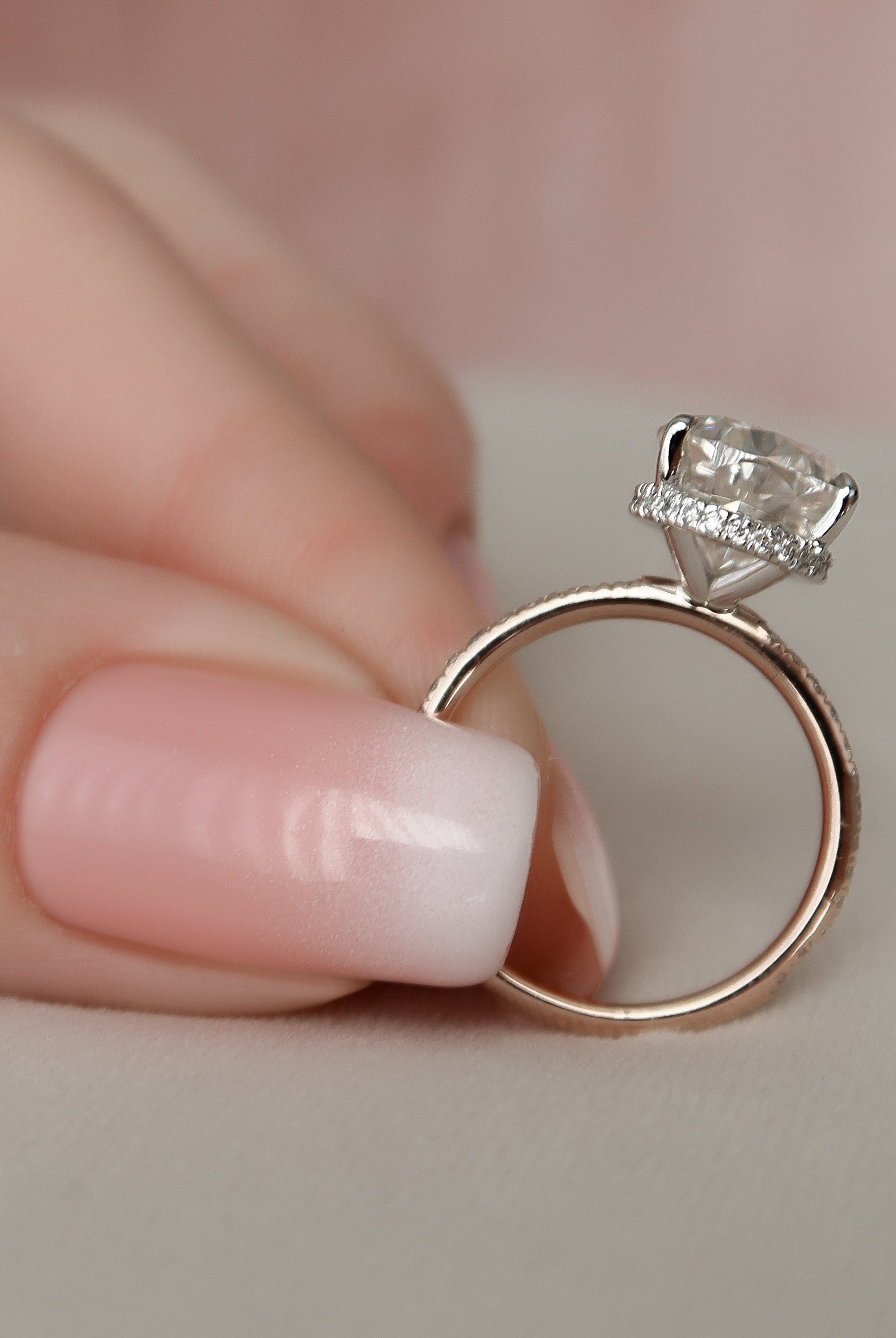 3.50CT Pear Pave Moissanite Diamond Hidden Halo Engagement Ring