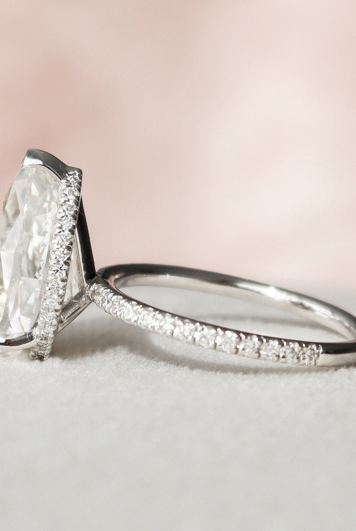 3.50CT Pear Pave Moissanite Diamond Hidden Halo Engagement Ring