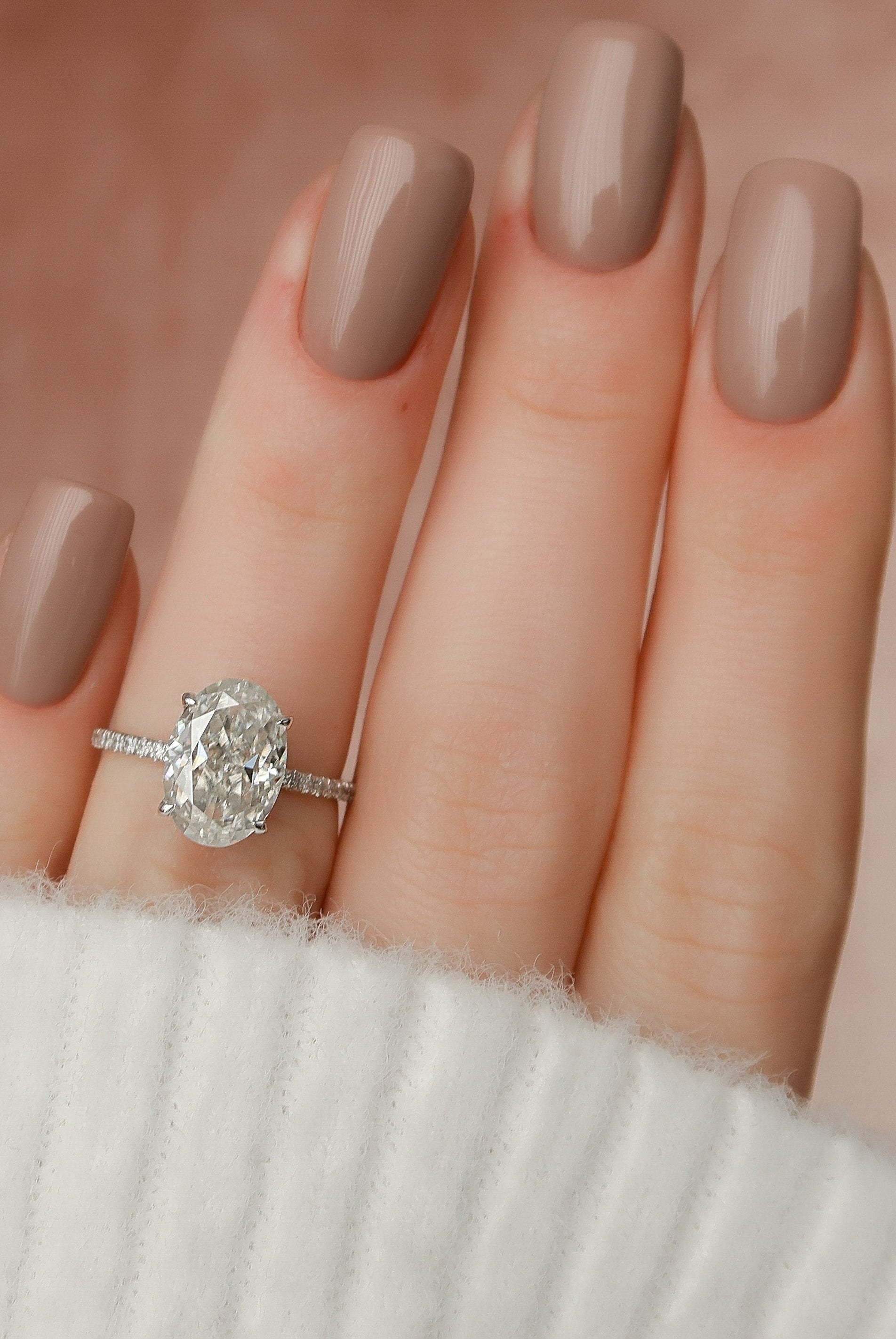3.0CT Oval Hidden Halo Moissanite Diamond Pave Engagement Ring For Women