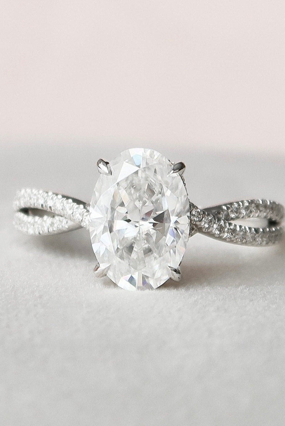 3.0CT Oval Infinity Moissanite Diamond Hidden Halo Engagement Ring