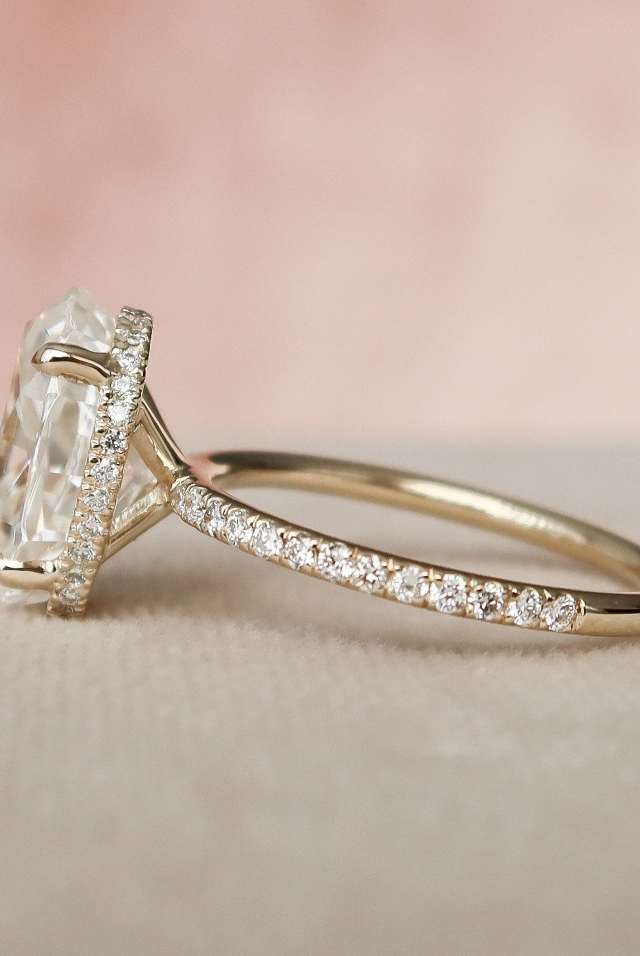 3.50CT Oval Pave Moissanite Diamond Hidden Halo Engagement Ring For Women