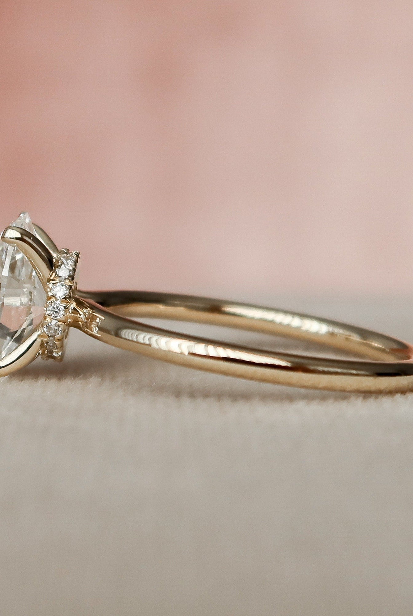 1.50CT Oval Hidden Halo Moissanite Diamond Solitaire Engagement Ring In Solid Gold