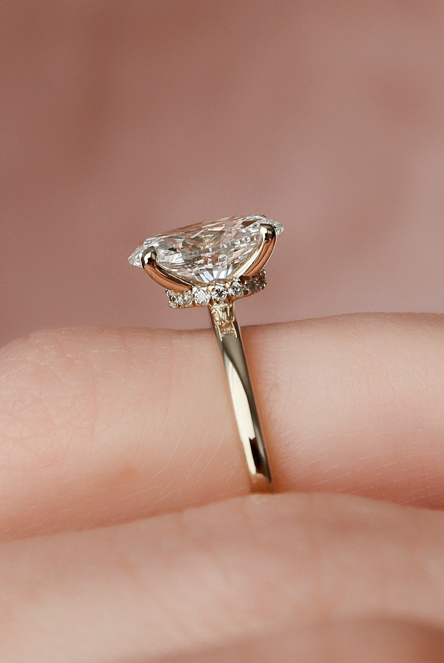 1.50CT Oval Hidden Halo Moissanite Diamond Solitaire Engagement Ring In Solid Gold