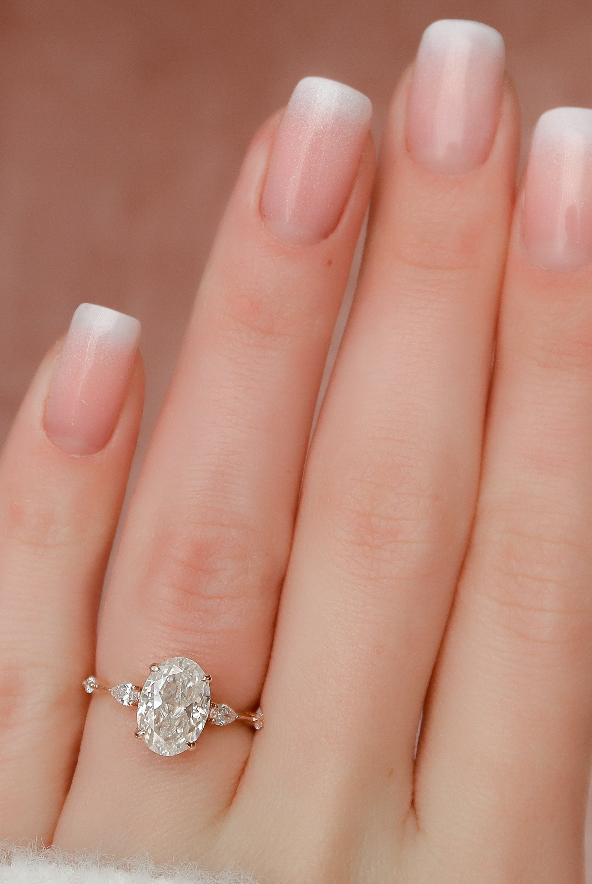 2.0CT Oval Hidden Halo Moissanite Diamond Petite Pave Engagement Ring In Solid Gold