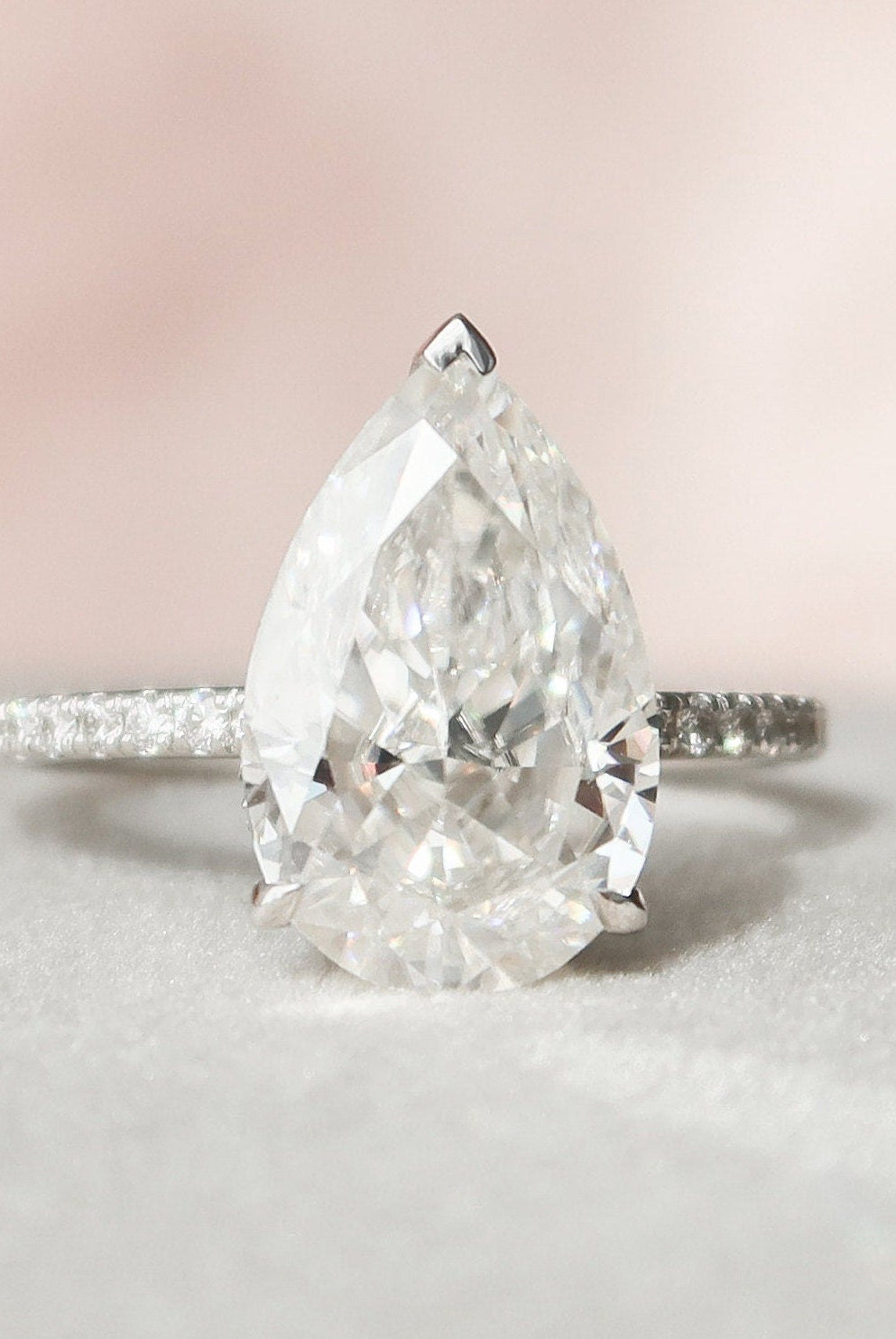 3.50CT Pear Pave Moissanite Diamond Hidden Halo Engagement Ring