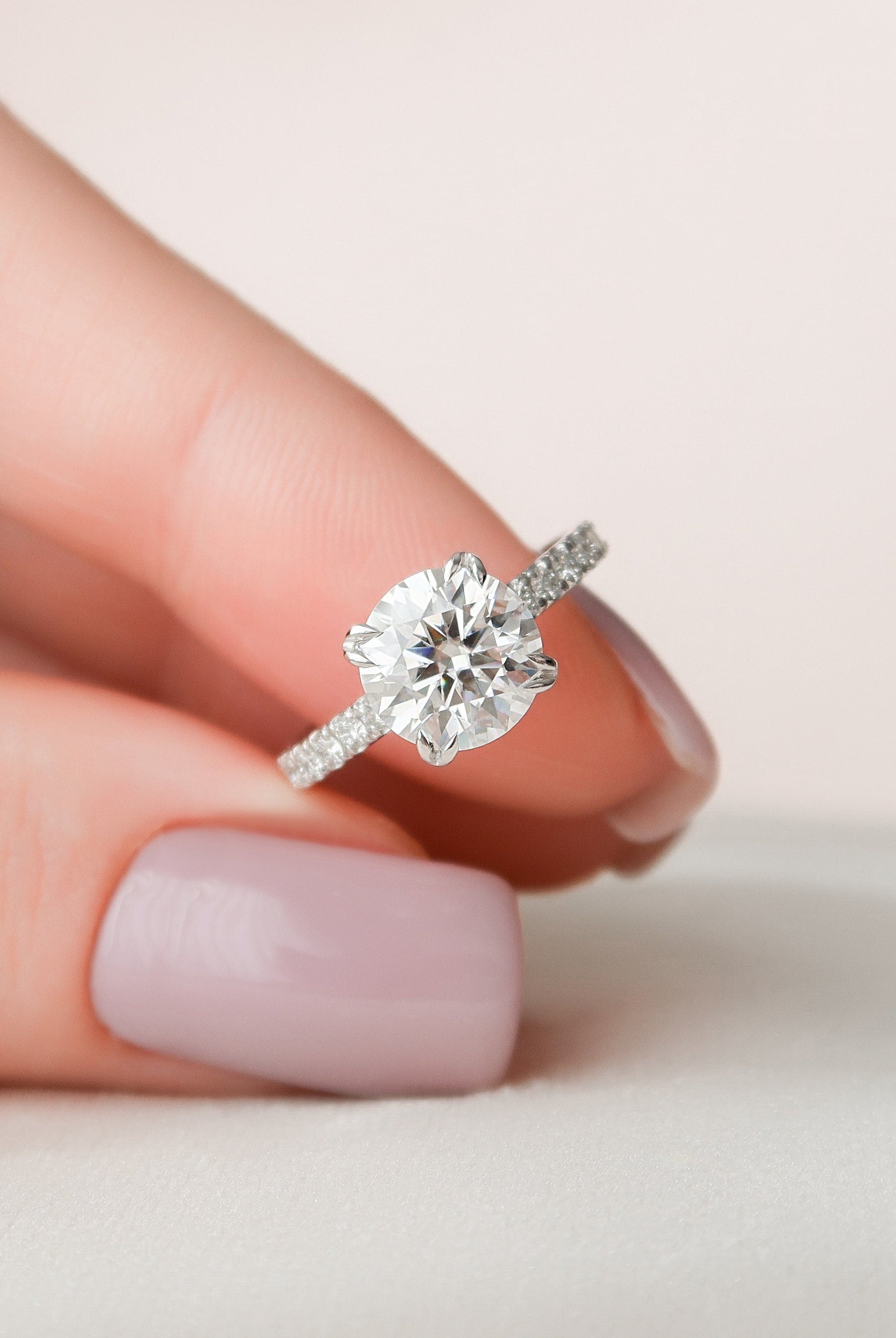 2.0CT Round Pave Moissanite Diamond Unique Hidden Halo Engagement Ring