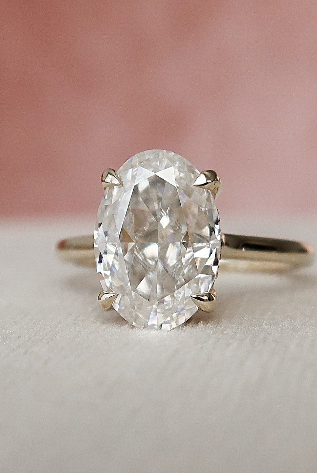 3.0CT Oval Cut Hidden Halo Moissanite Engagement Ring