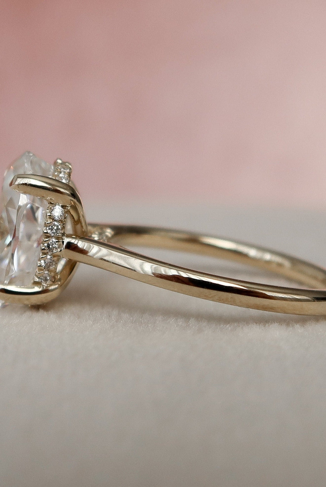 3.0CT Oval Cut Hidden Halo Moissanite Engagement Ring