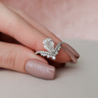 1.50CT Pear Moissanite Diamond Chevron Engagement Ring In Solid Gold