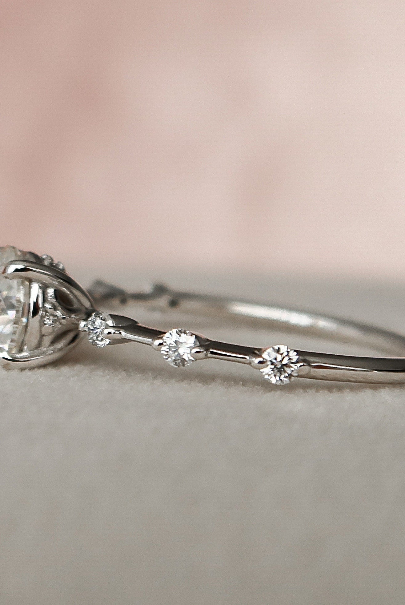 1.0CT Round Petite Pave Moissanite Diamond Engagement Ring In Solid Gold