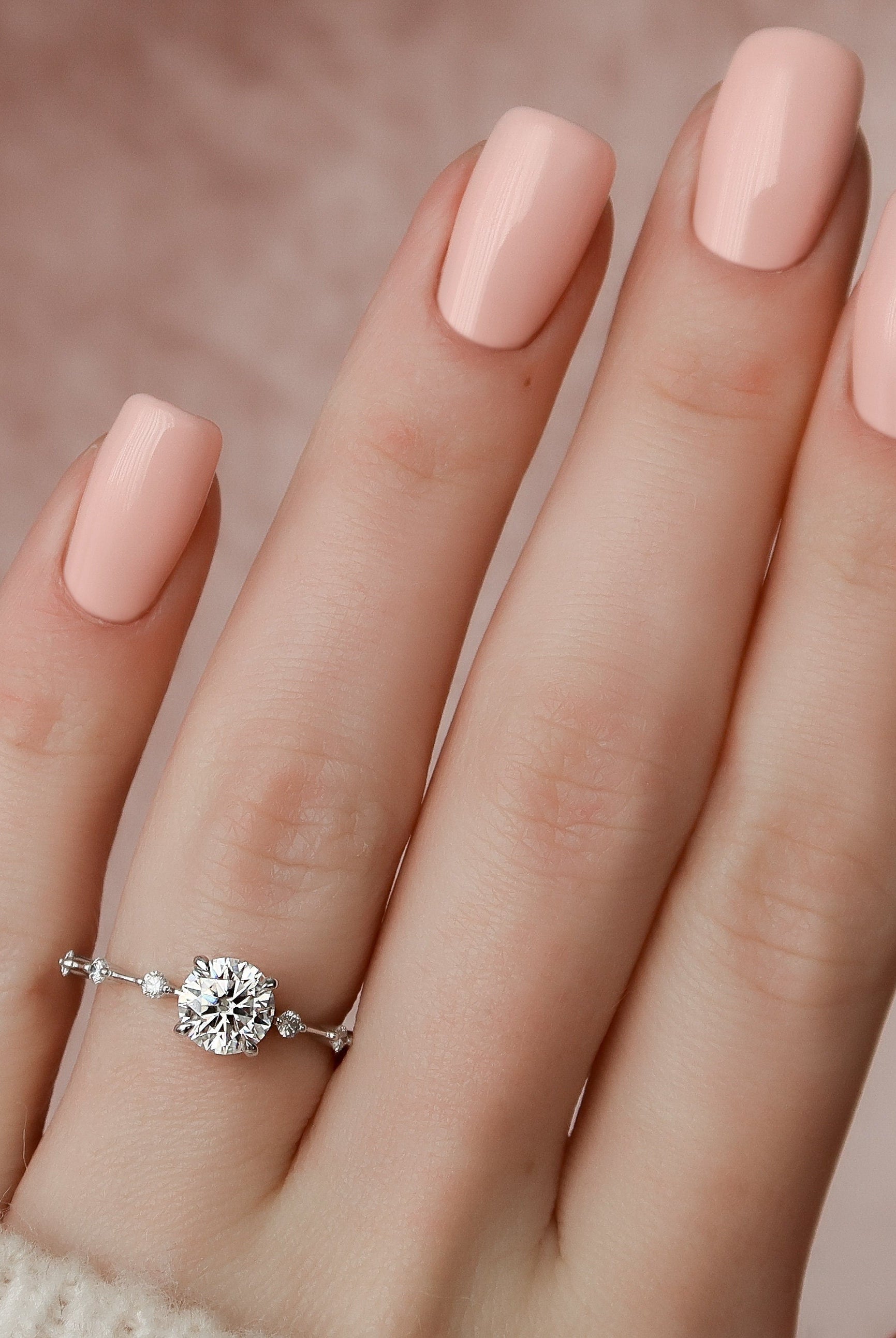 1.0CT Round Petite Pave Moissanite Diamond Engagement Ring In Solid Gold