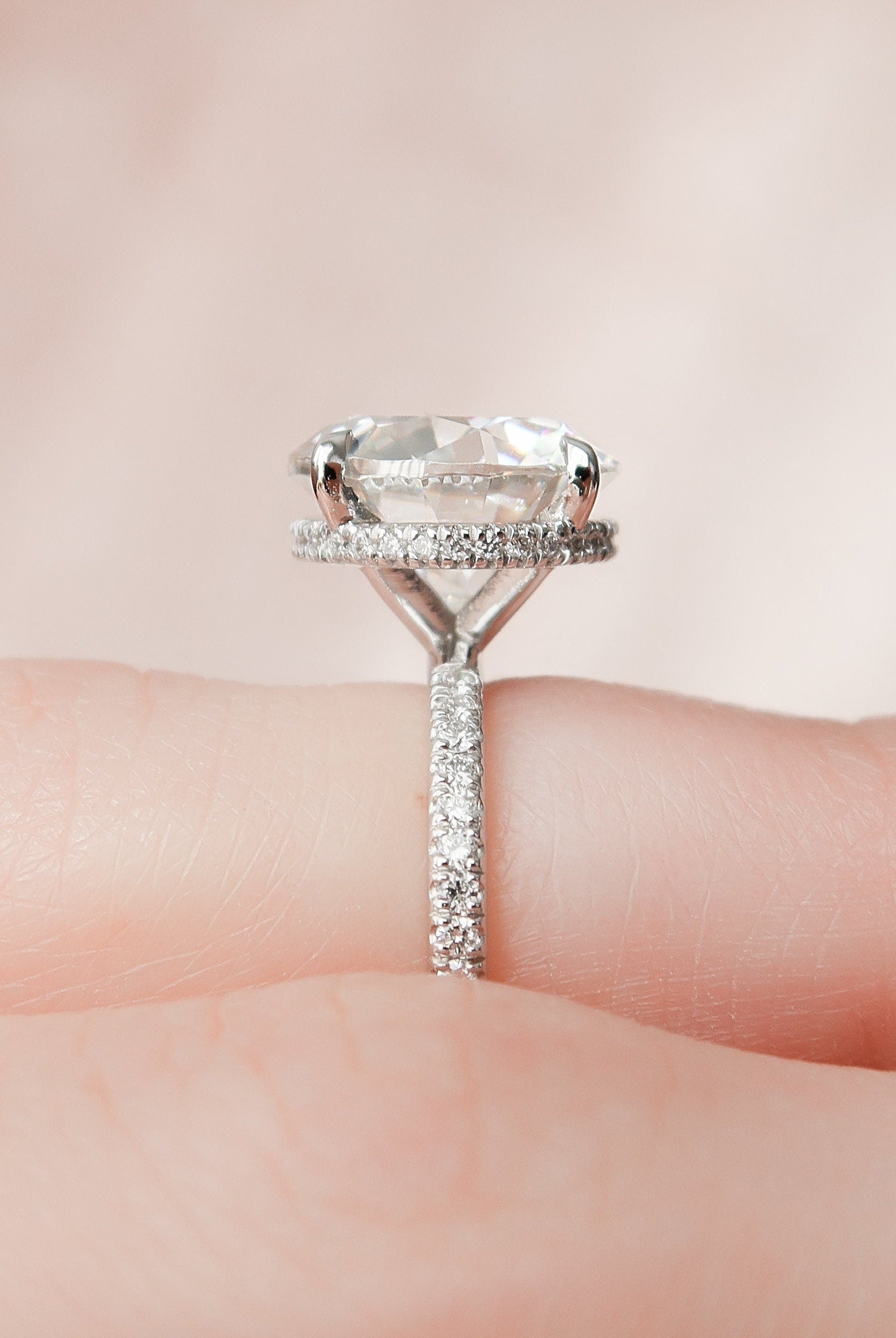 4.50CT Round Hidden Halo Moissanite Diamond Pave Engagement Ring For Women
