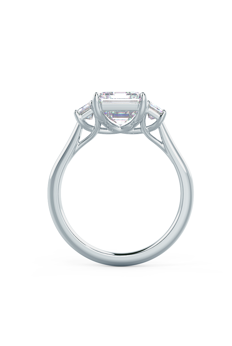 1.0CT Asscher Three Stone Moissanite Diamond Solitaire Engagement Ring
