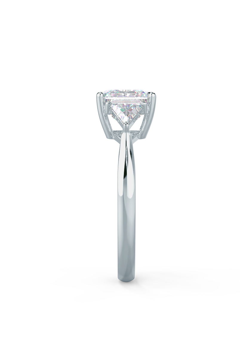 2.0CT Cathedral Set Asscher Moissanite Diamond Three Stone Engagement Ring