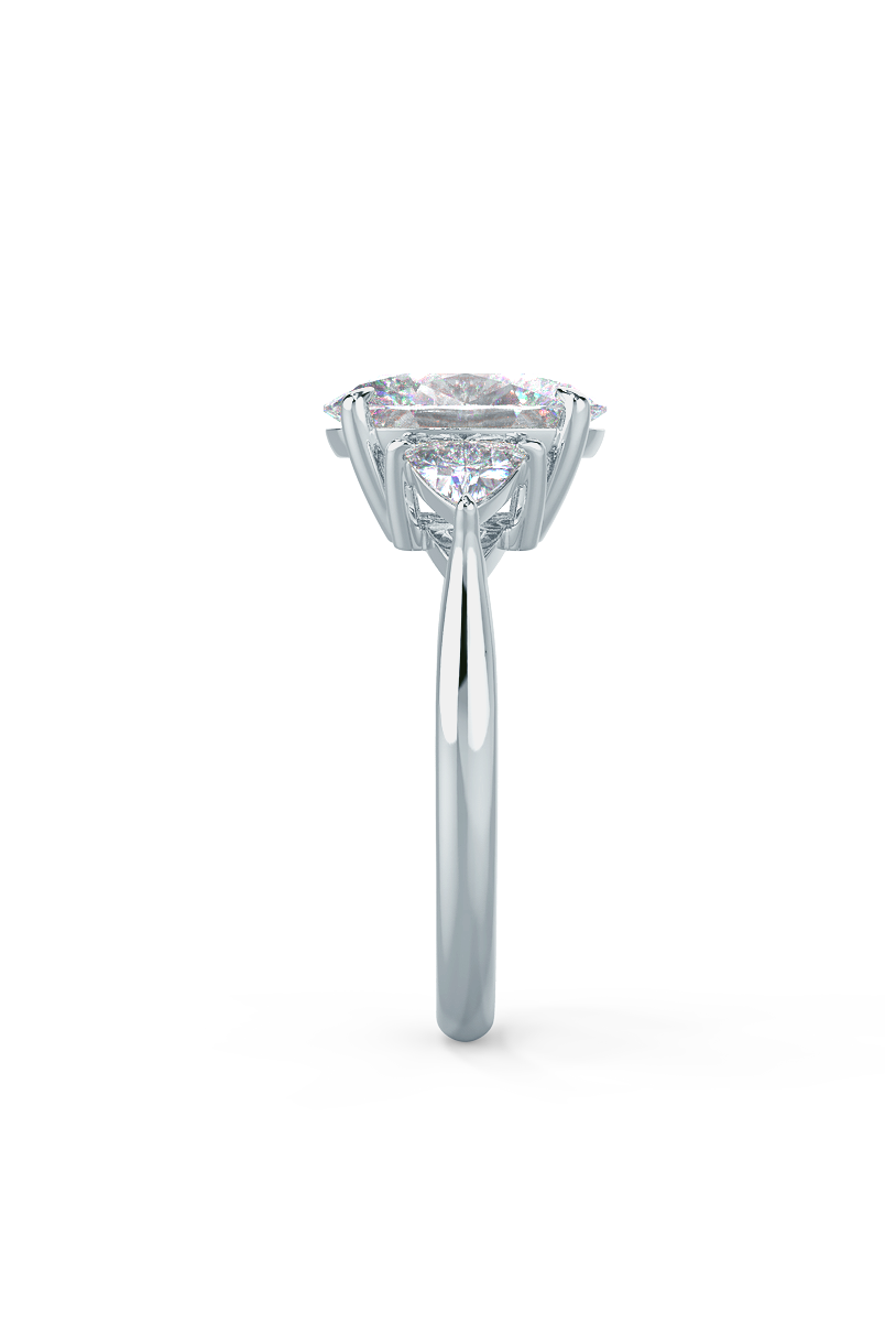 2.25CT Oval Three Stone Moissanite Diamond Cathedral Set Engagement Ring For Her