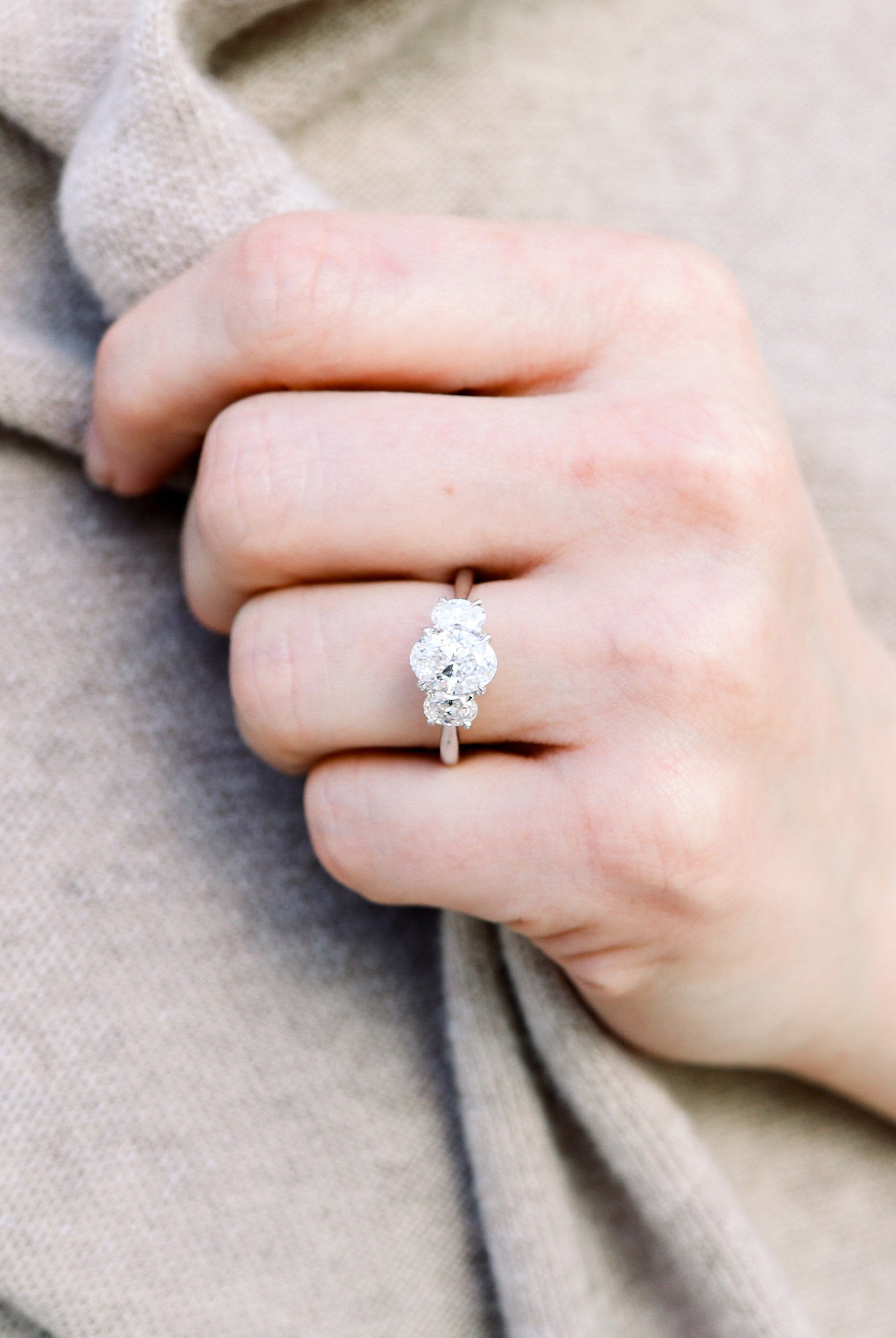 1.50CT Oval Three Stone Moissanite Diamond Solitaire Engagement Ring For Women