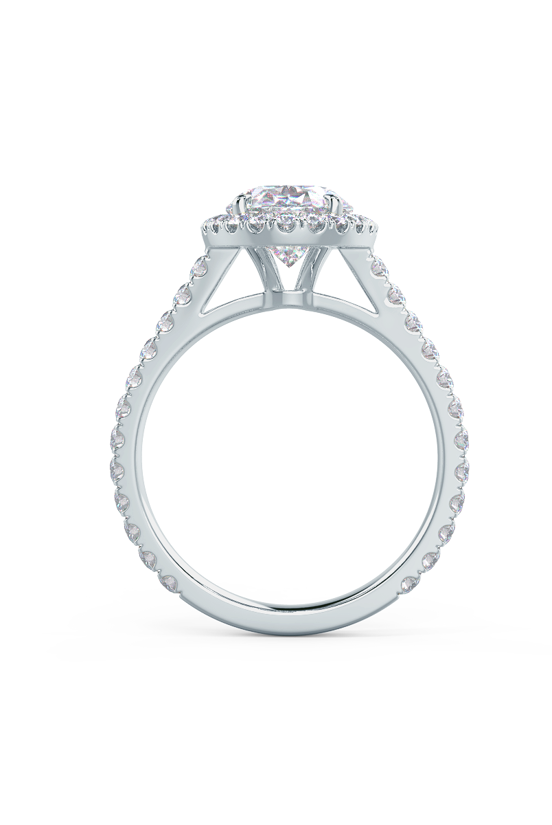 2.15CT Oval Cut Moissanite Halo Pave Diamond Engagement Ring