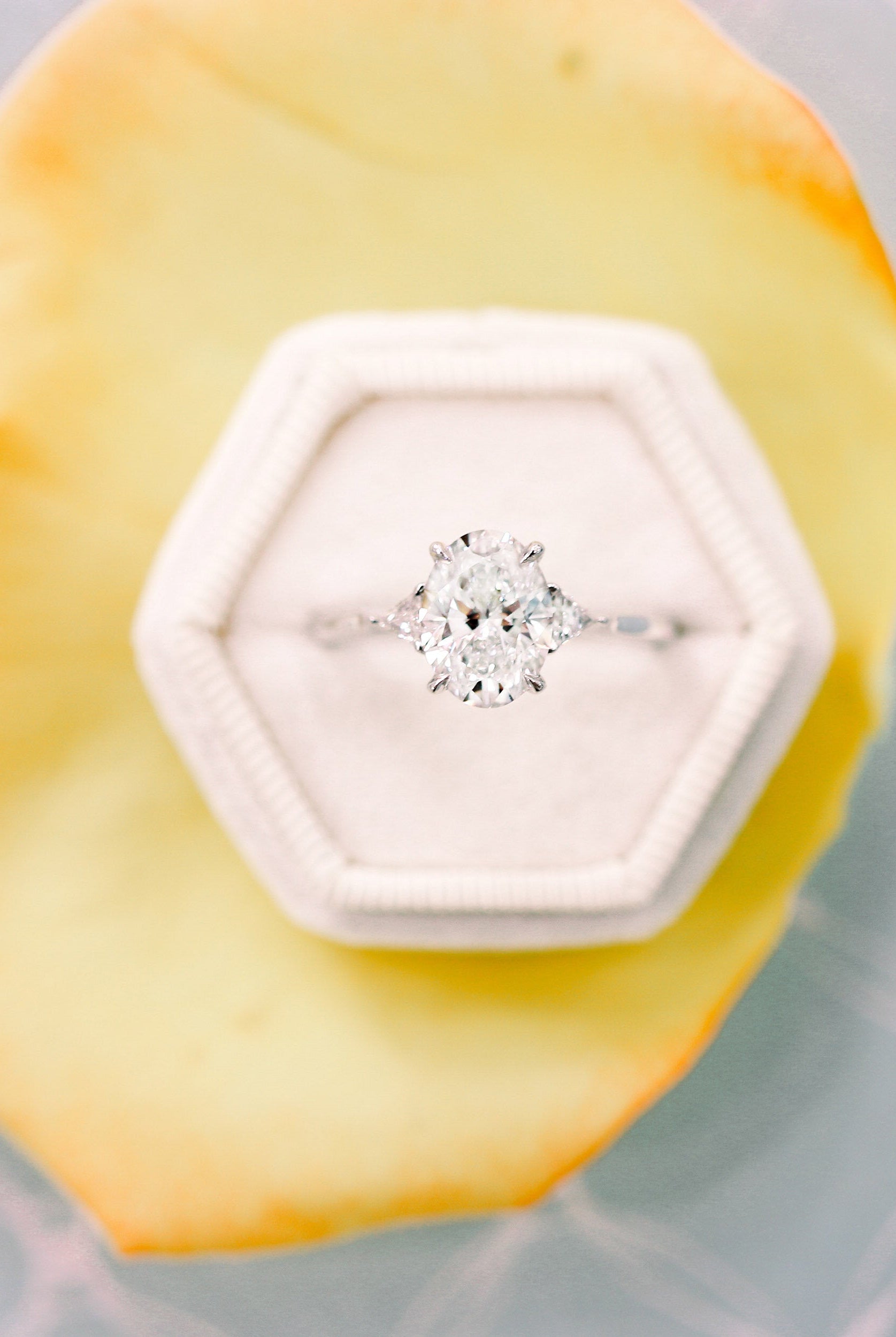 2.25CT Oval Three Stone Moissanite Diamond Cathedral Set Engagement Ring For Her