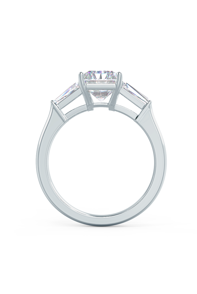 2.50CT Radiant Three Stone Moissanite Diamond Cathedral Set Engagement Ring