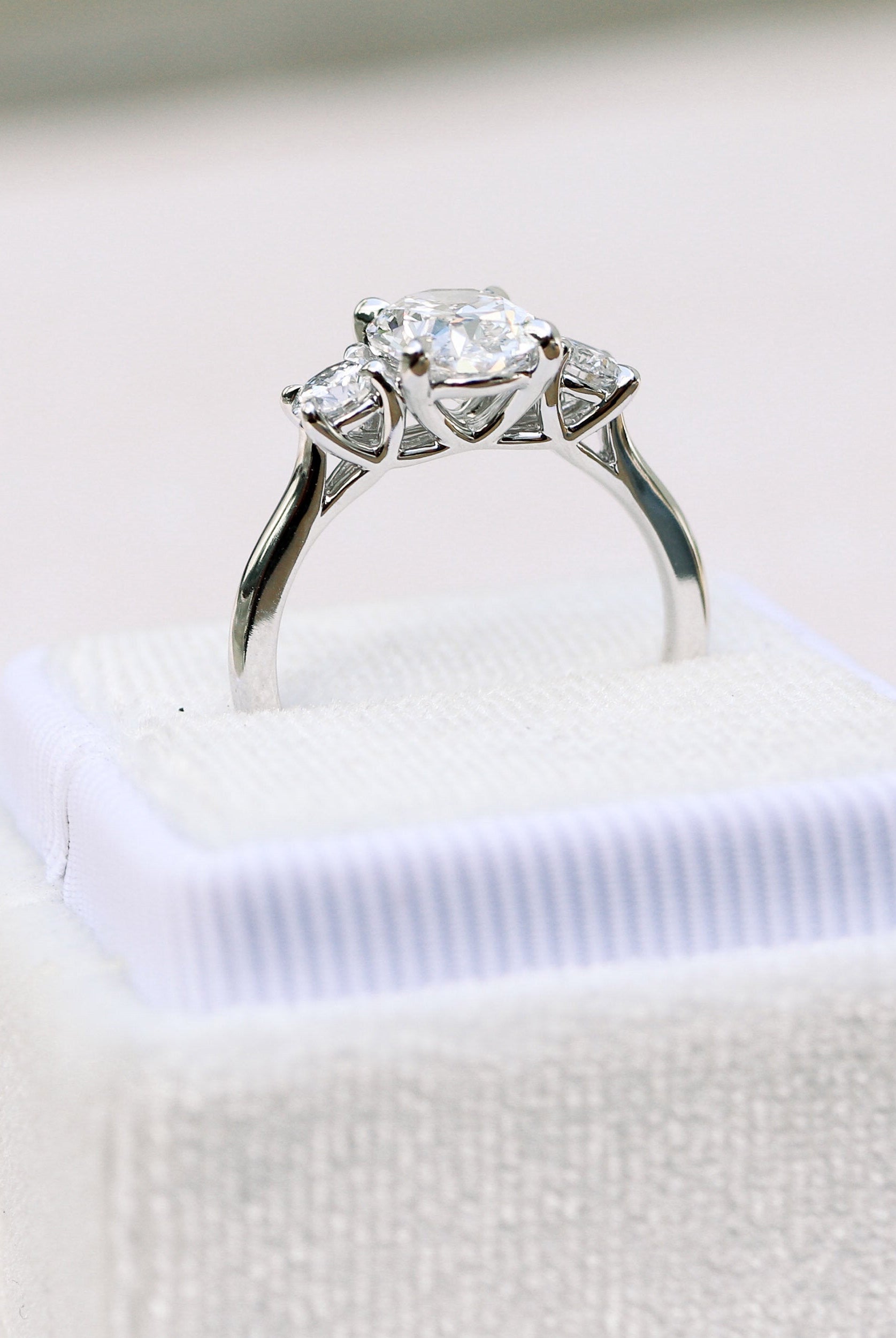 1.50CT Oval Three Stone Moissanite Diamond Solitaire Engagement Ring