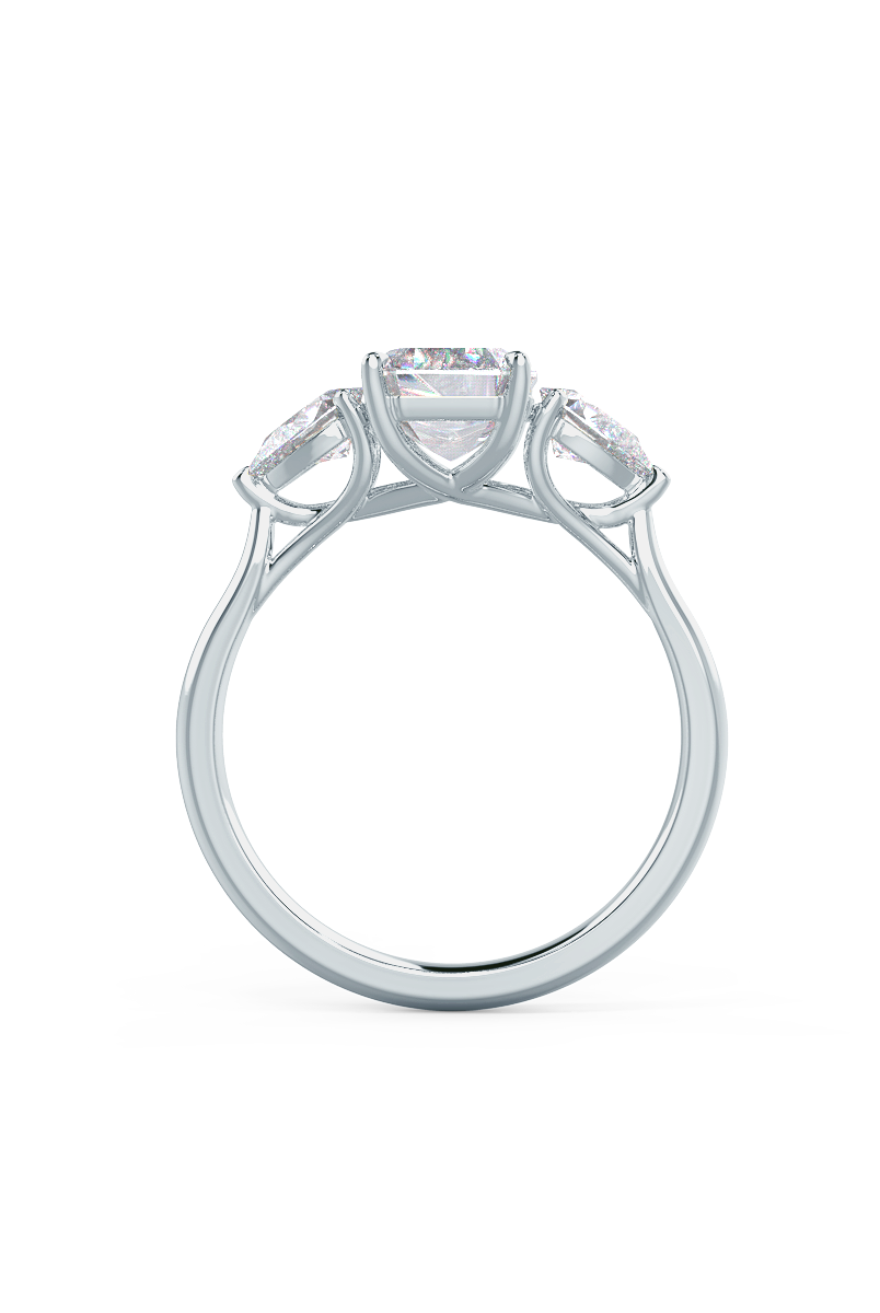 2.0CT Radiant Four Prong Moissanite Diamond Three Stone Engagement Ring for Women