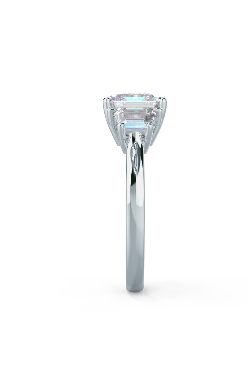 2.0CT Asscher Three Stone Moissanite Diamond Solitaire Engagement Ring
