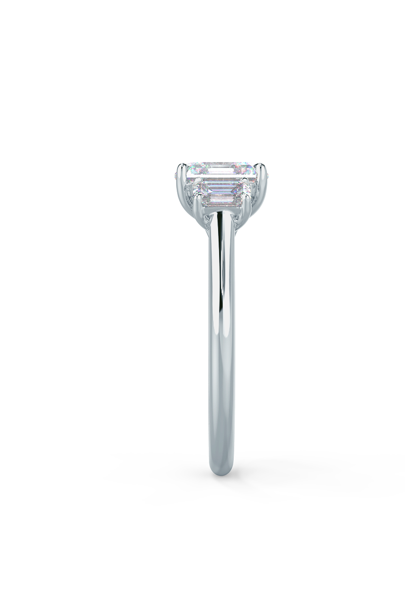 1.0CT Asscher Three Stone Moissanite Diamond Solitaire Engagement Ring