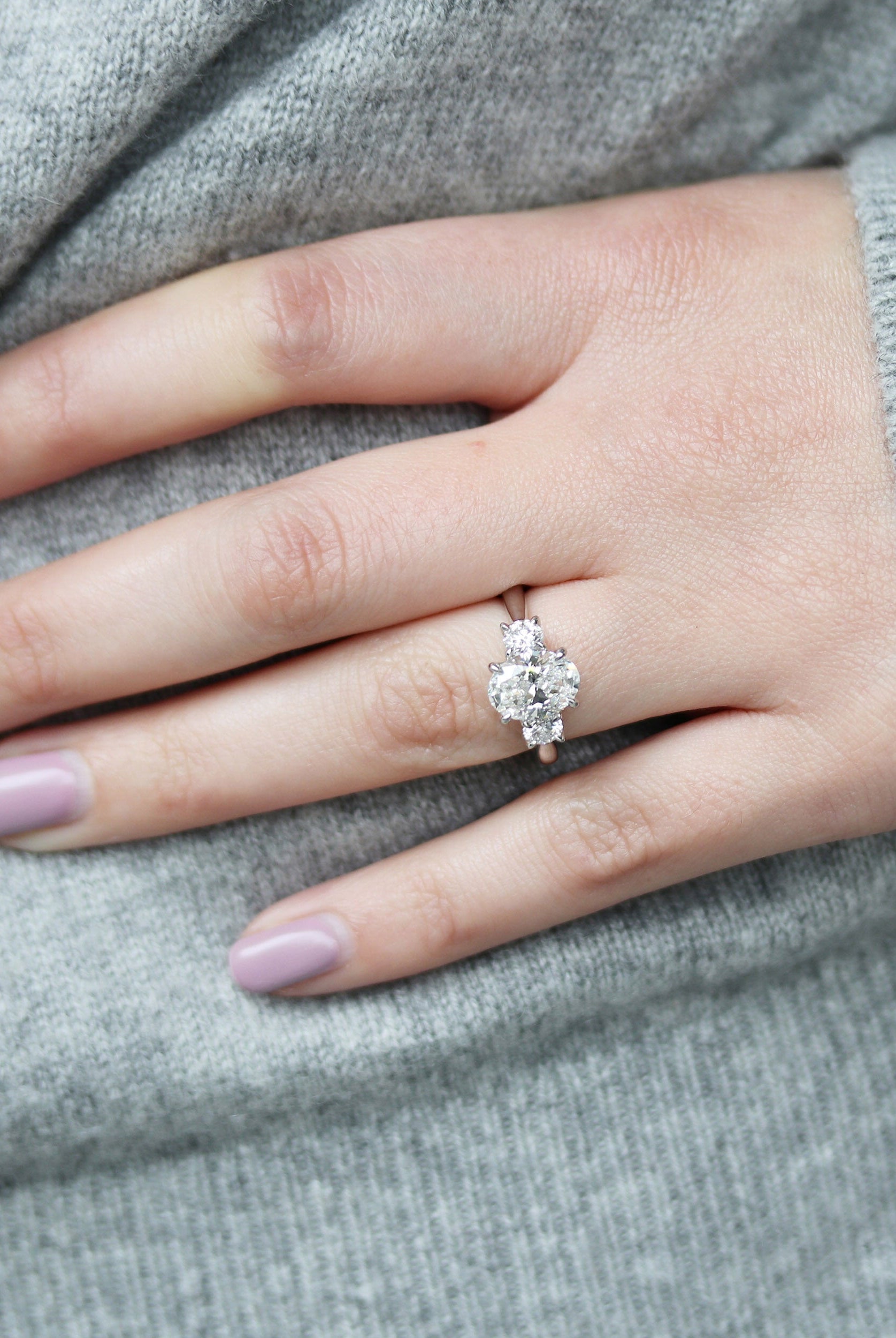 1.50CT Oval Three Stone Moissanite Diamond Solitaire Engagement Ring