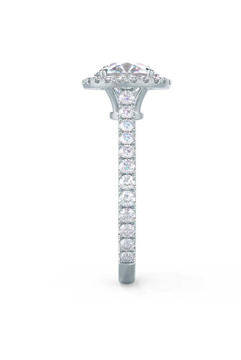 2.25CT Round Brilliant Cut Moissanite Halo Pave Diamond Engagement Ring
