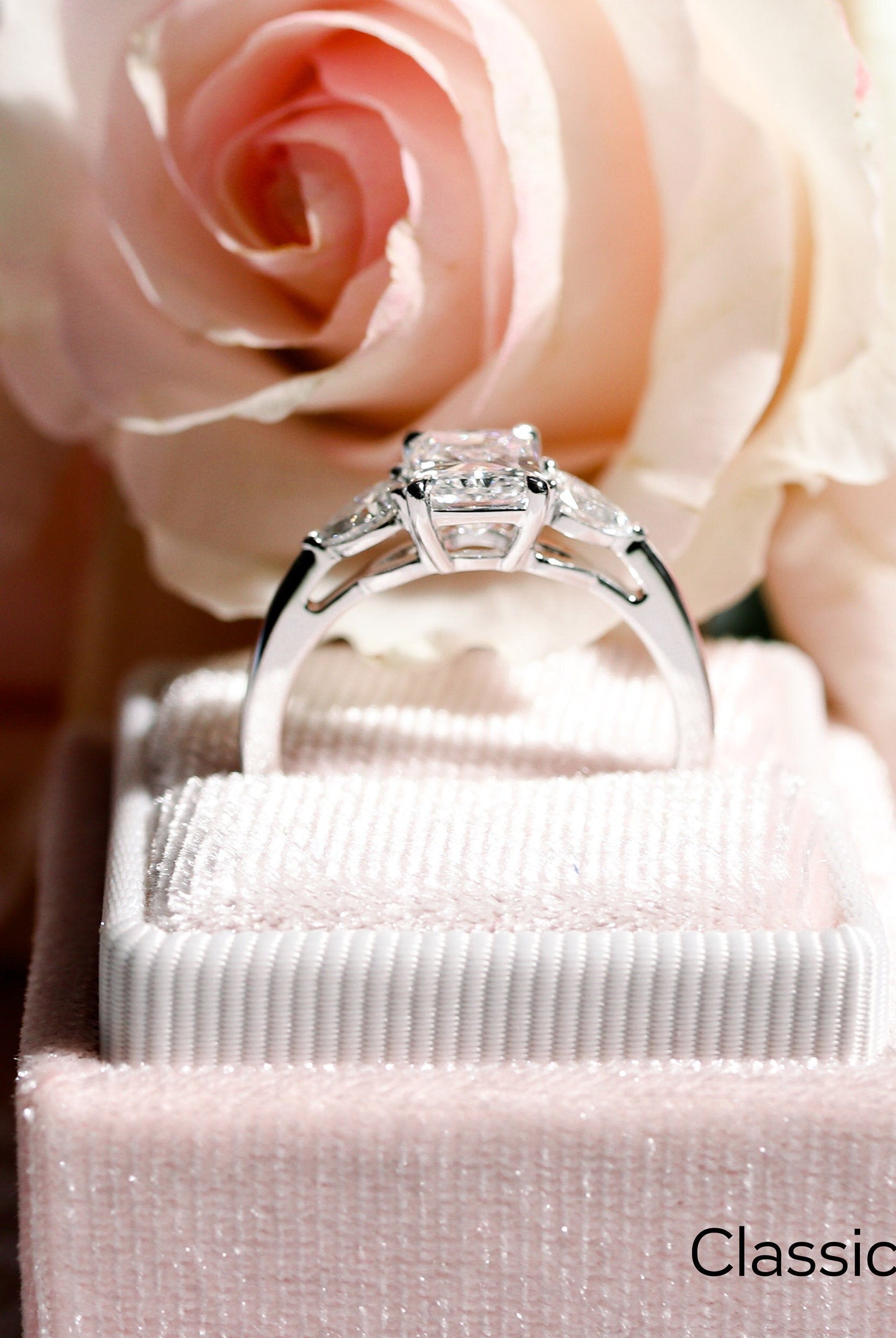 2.0CT Radiant Four Prong Moissanite Diamond Three Stone Engagement Ring for Women