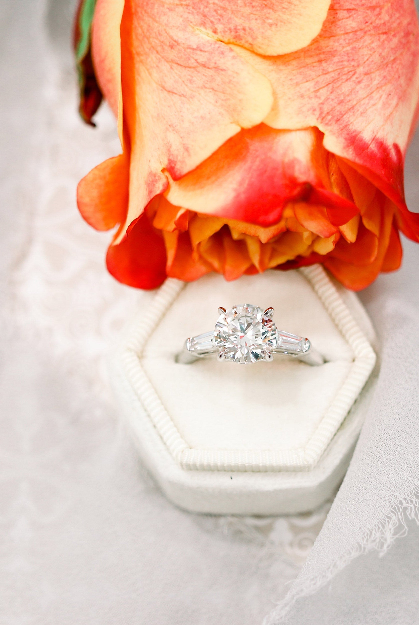 2.0CT Cathedral Set Round Moissanite Diamond Three Stone Engagement Ring